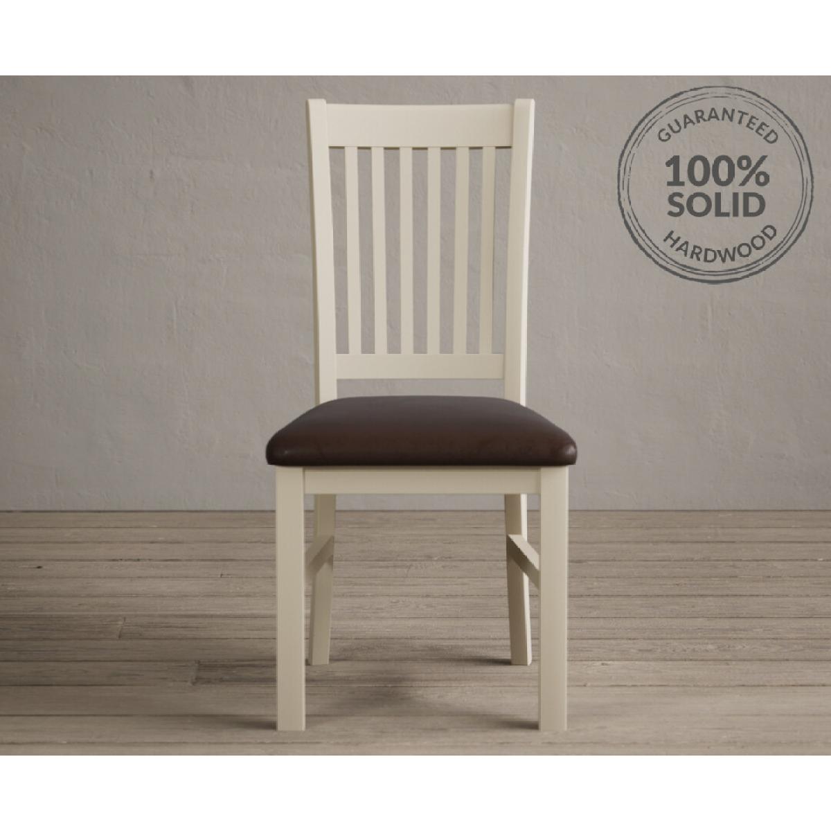 Warwick Cream Dining Chairs with Chocolate Brown Fabric Seat Pad – image 2