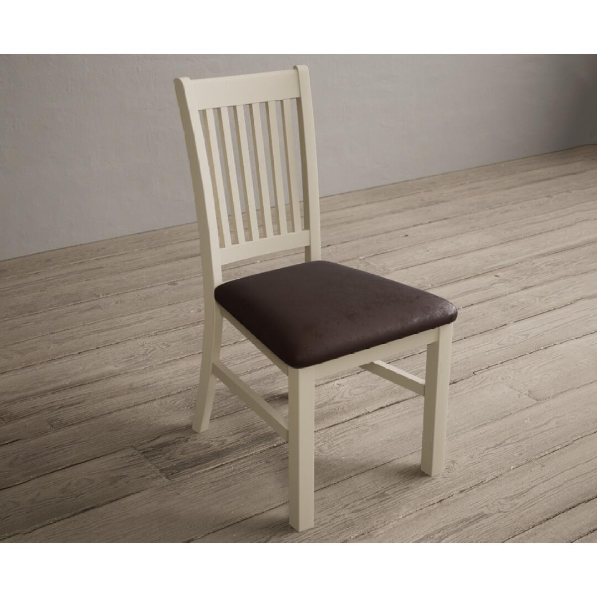 Warwick Cream Dining Chairs with Chocolate Brown Fabric Seat Pad – image 3