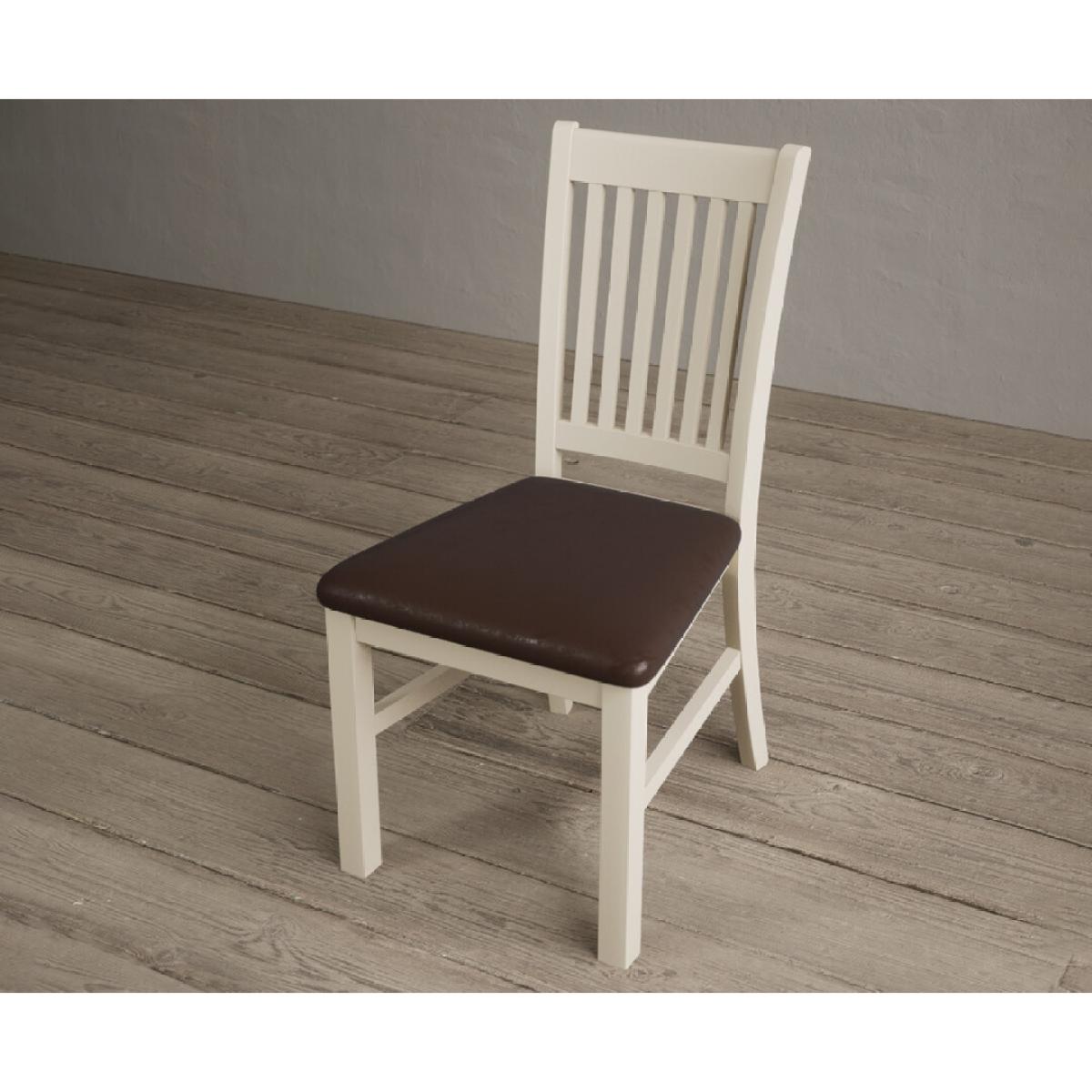 Warwick Cream Dining Chairs with Chocolate Brown Fabric Seat Pad – image 4