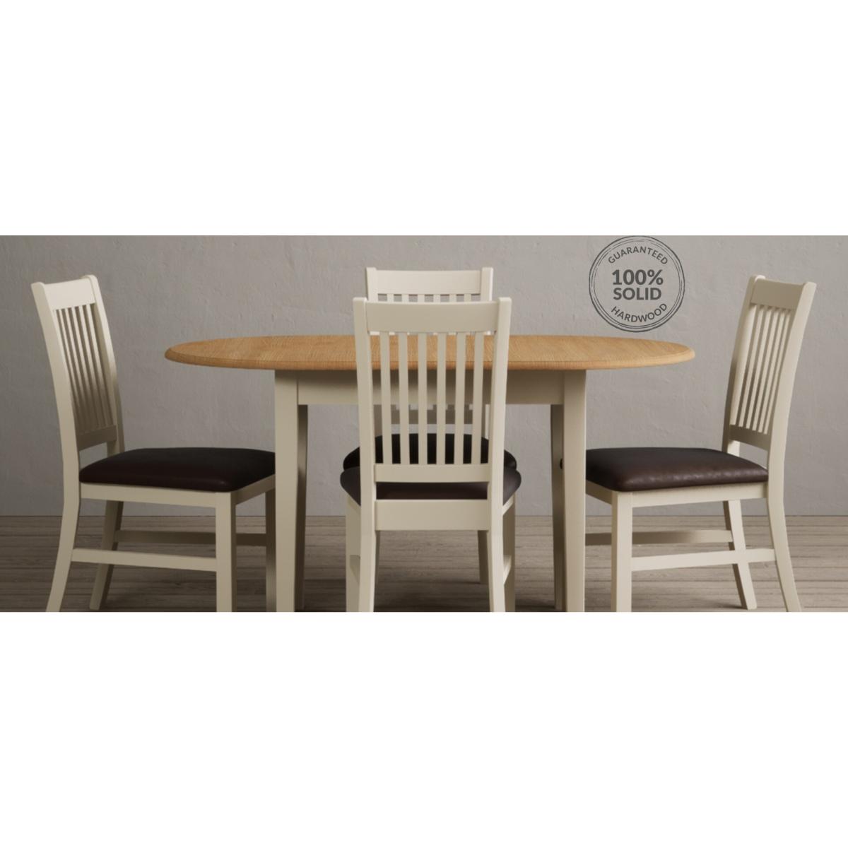 Warwick Cream Dining Chairs with Chocolate Brown Fabric Seat Pad – image 7