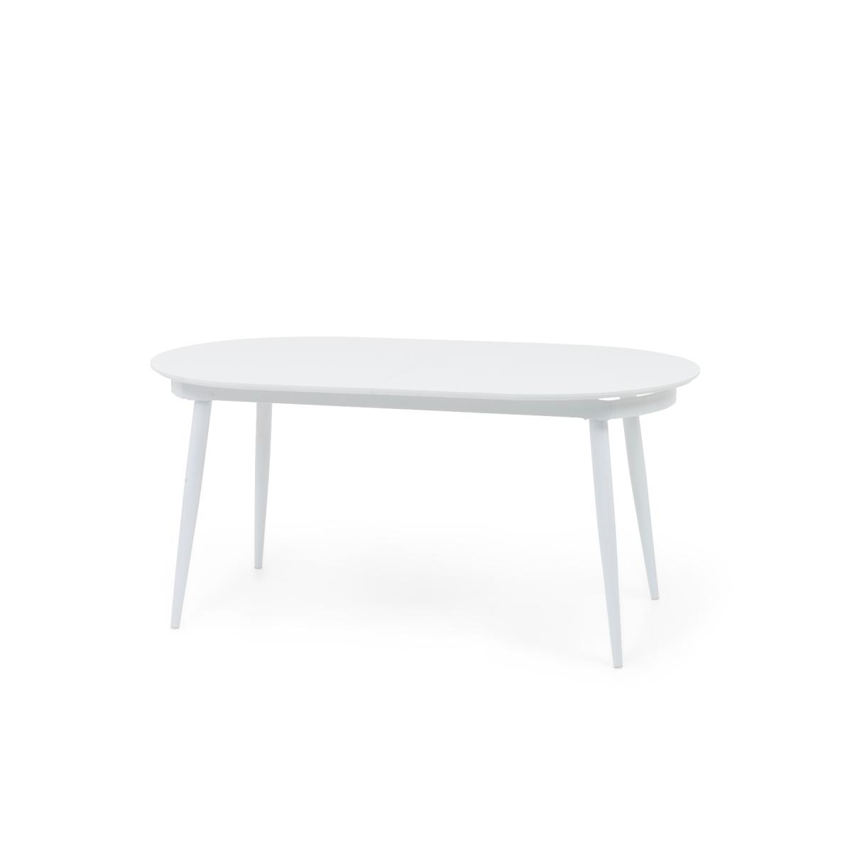 Olivia Extending White High Gloss Dining Table with 4 Oscar Fabric Round Leg Chairs – image 11