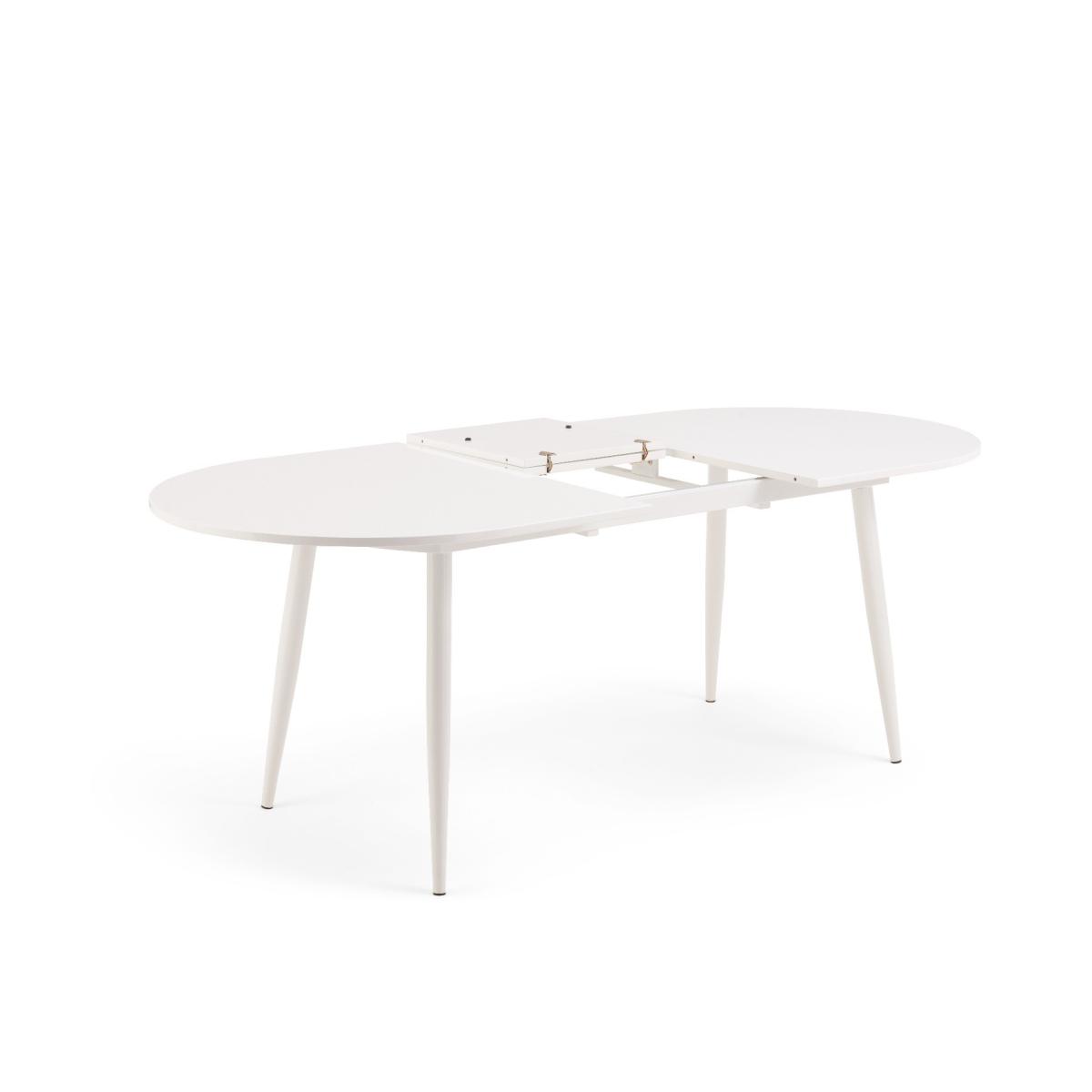 Olivia Extending White High Gloss Dining Table with 4 Oscar Fabric Round Leg Chairs – image 12