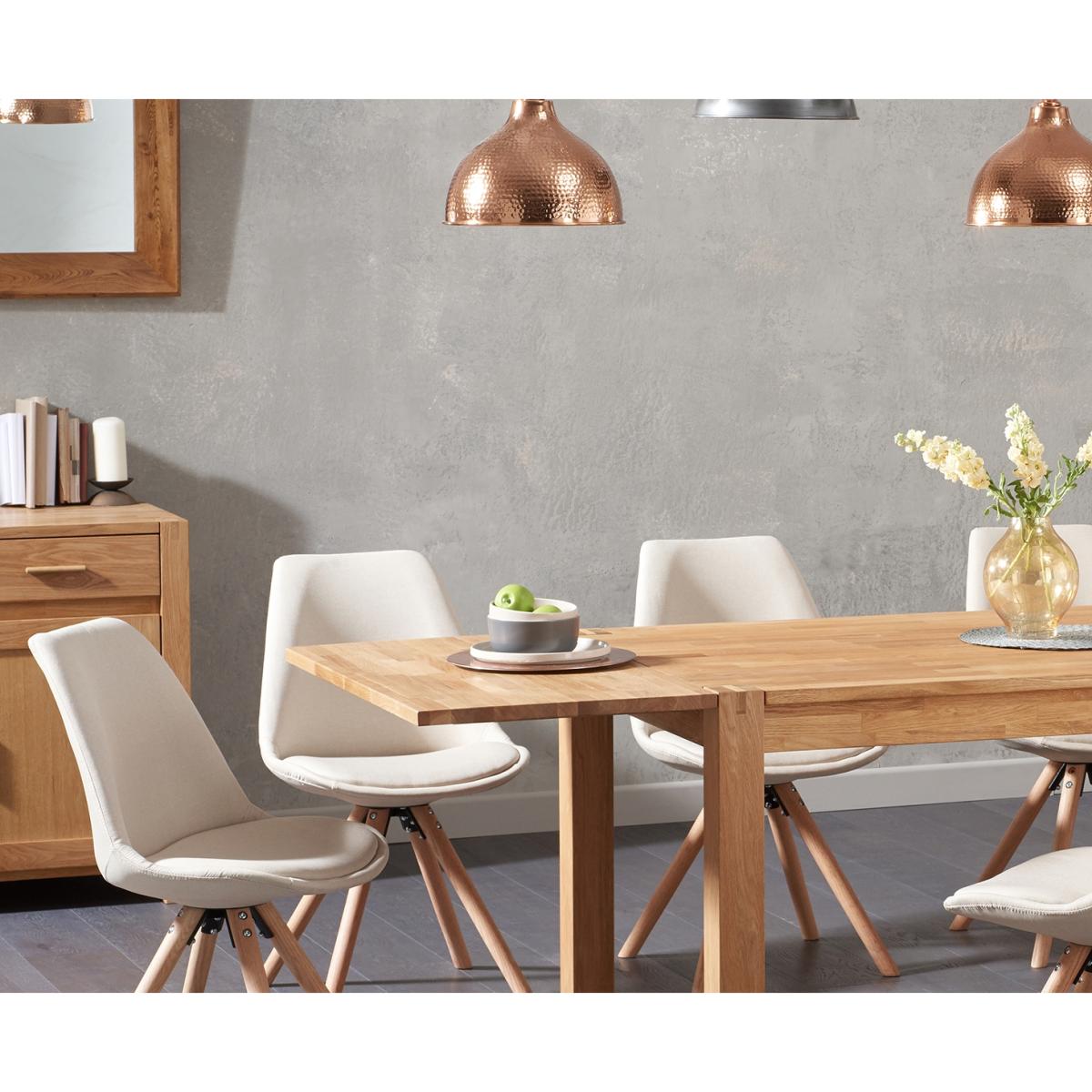 Verona 180cm Solid Oak Extending Dining Table with Oscar Fabric Round Leg Chairs – image 2