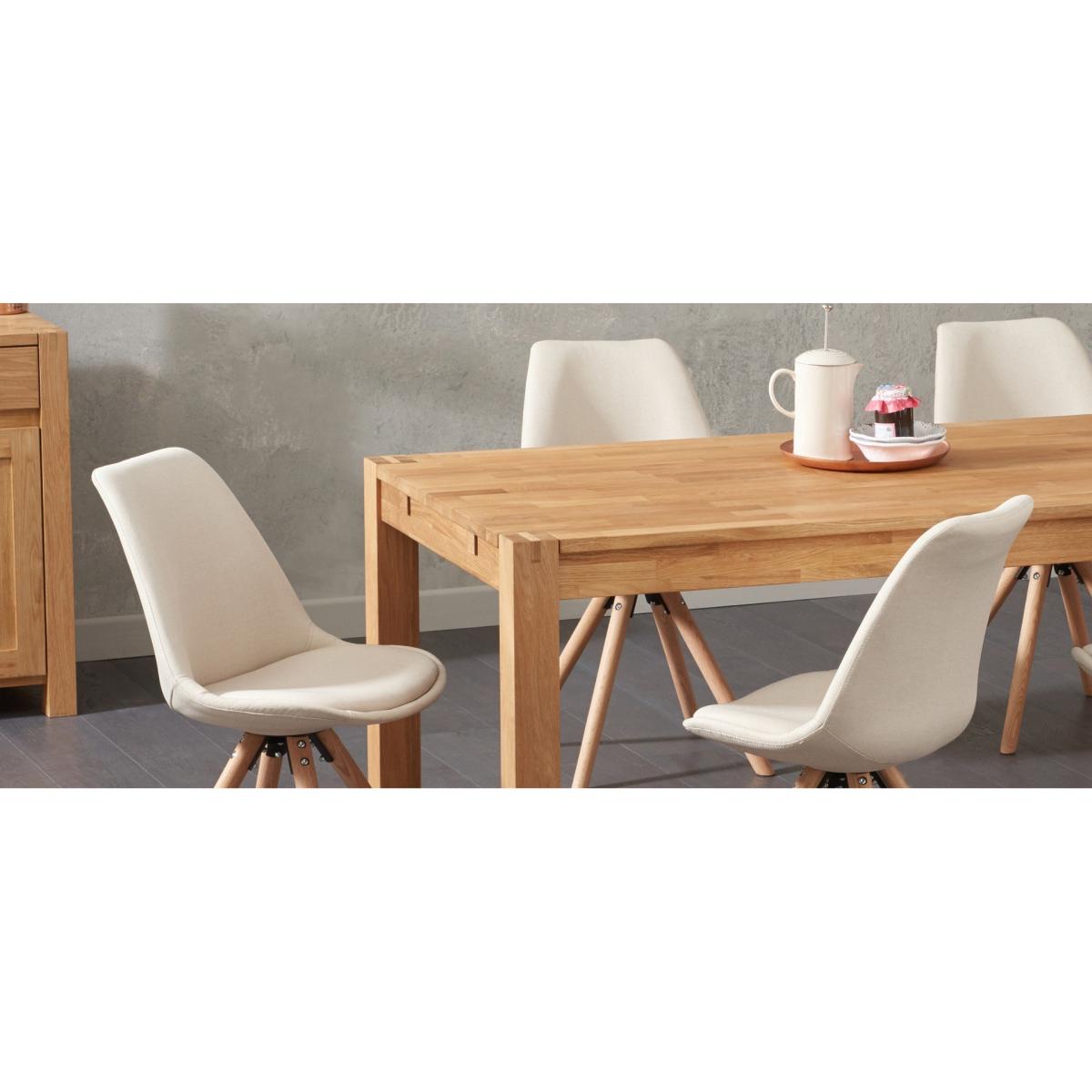 Verona 180cm Solid Oak Extending Dining Table with Oscar Fabric Round Leg Chairs – image 6