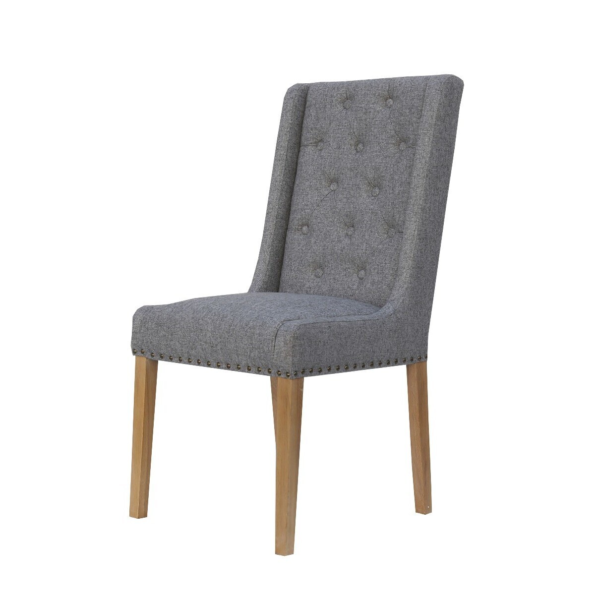 Lincoln Light Grey Button Back Studded Dining Chairs - Light Grey, 2 Chairs – image 3
