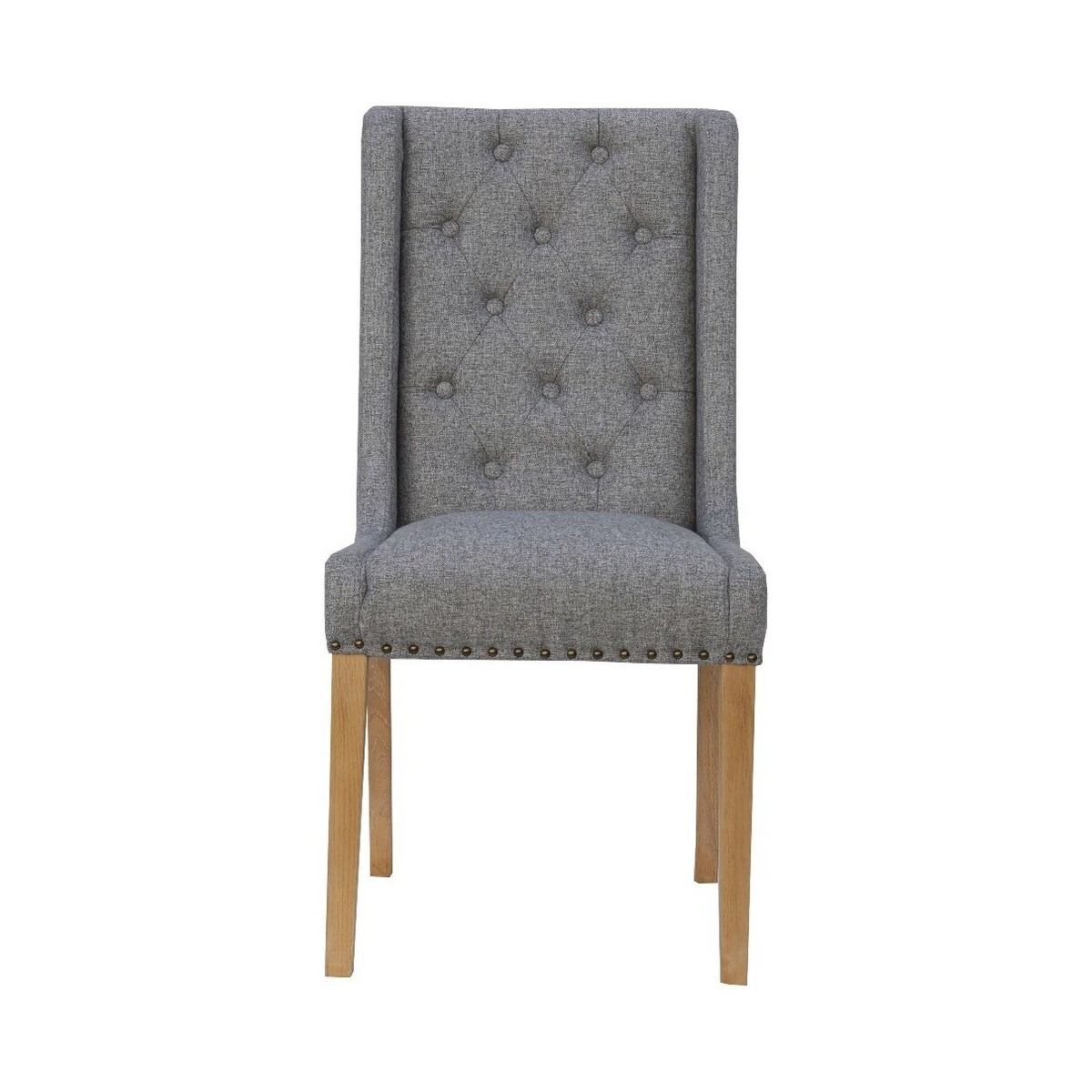 Lincoln Light Grey Button Back Studded Dining Chairs - Light Grey, 2 Chairs – image 2
