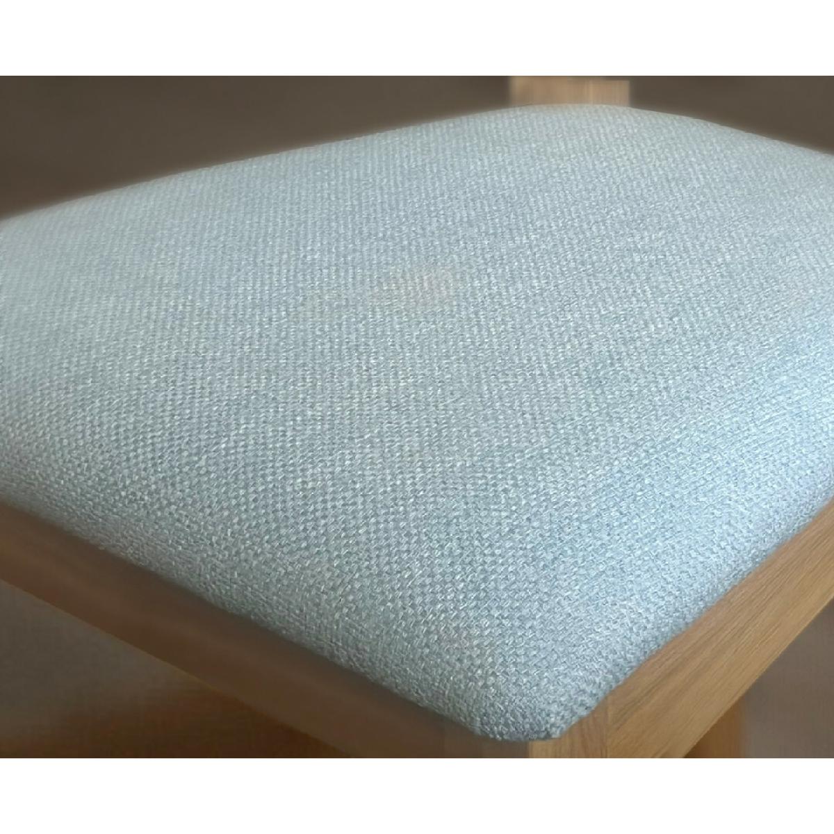 Natural Solid Oak X Back Dining Chairs with Sky Blue Fabric Seat Pad – image 4