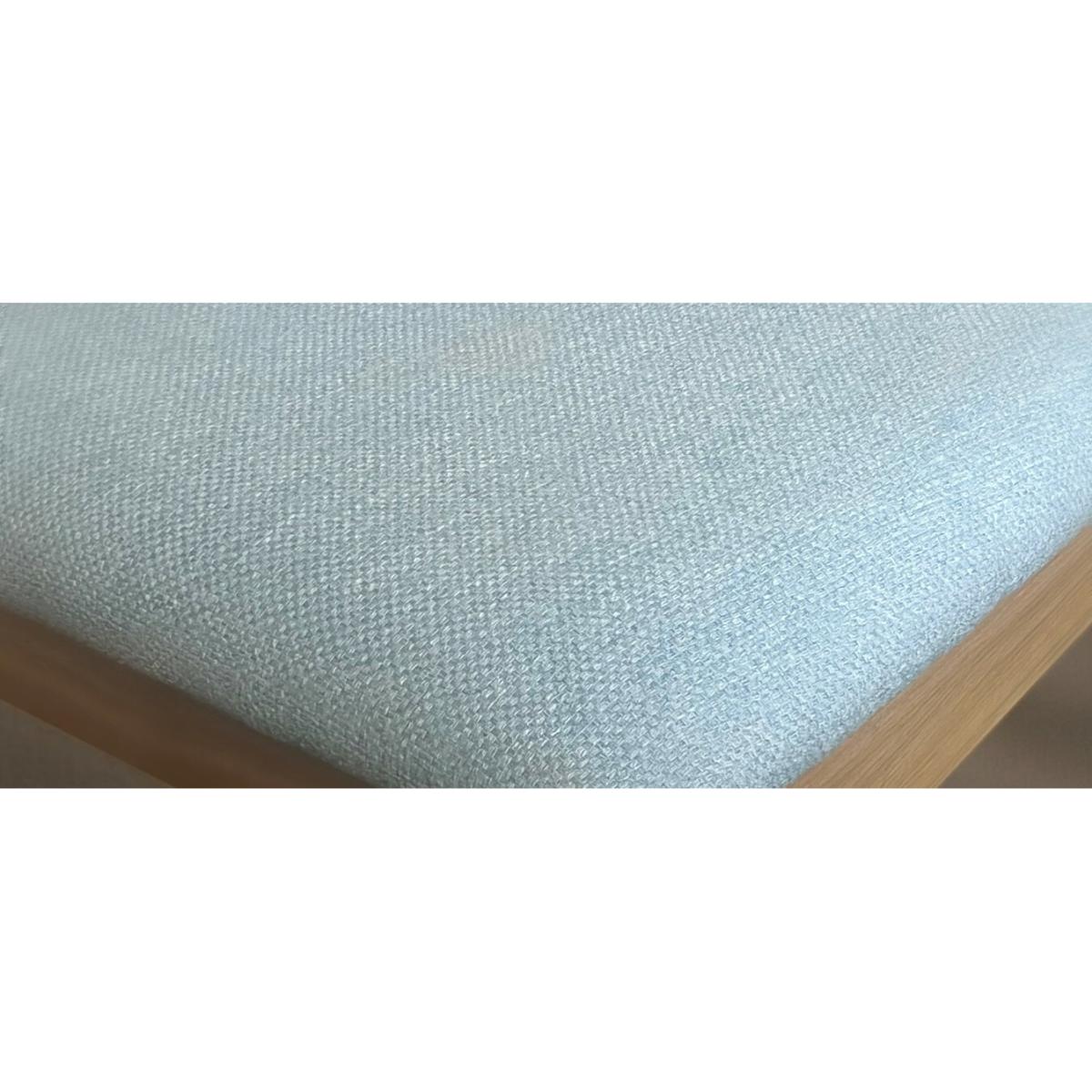Natural Solid Oak X Back Dining Chairs with Sky Blue Fabric Seat Pad – image 9