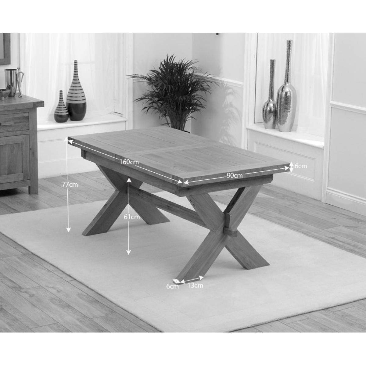 Bordeaux 160cm Solid Oak Extending Dining Table with Vermont Chairs - Grey, 4 Chairs – image 9