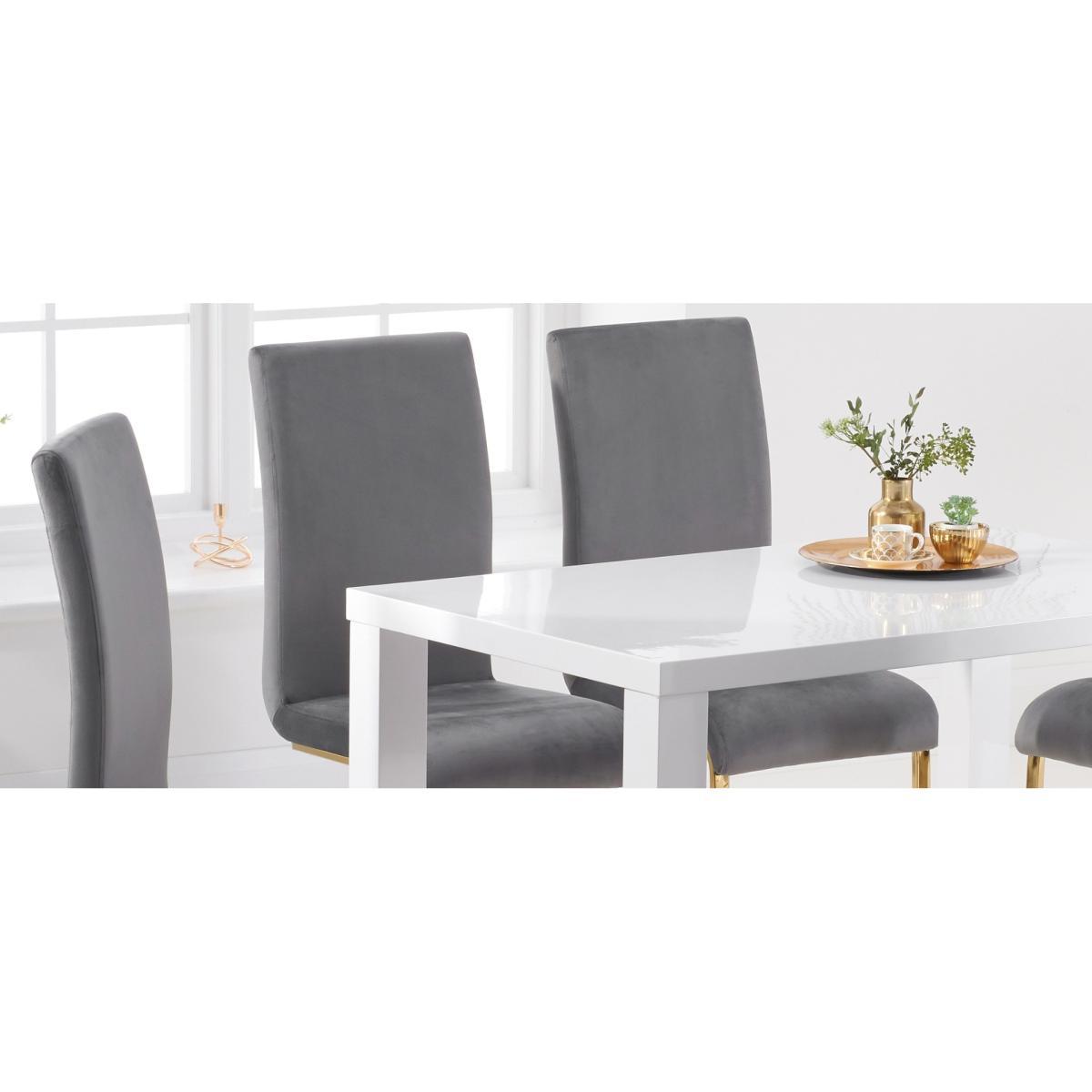 Atlanta 120cm White High Gloss Table with Malaga Velvet Chairs - Grey, 4 Chairs – image 11
