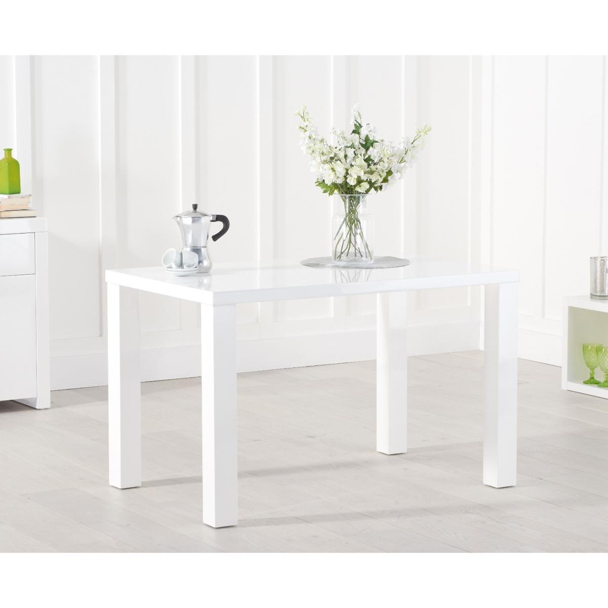 Atlanta 120cm White High Gloss Table with Malaga Velvet Chairs - Grey, 4 Chairs – image 3
