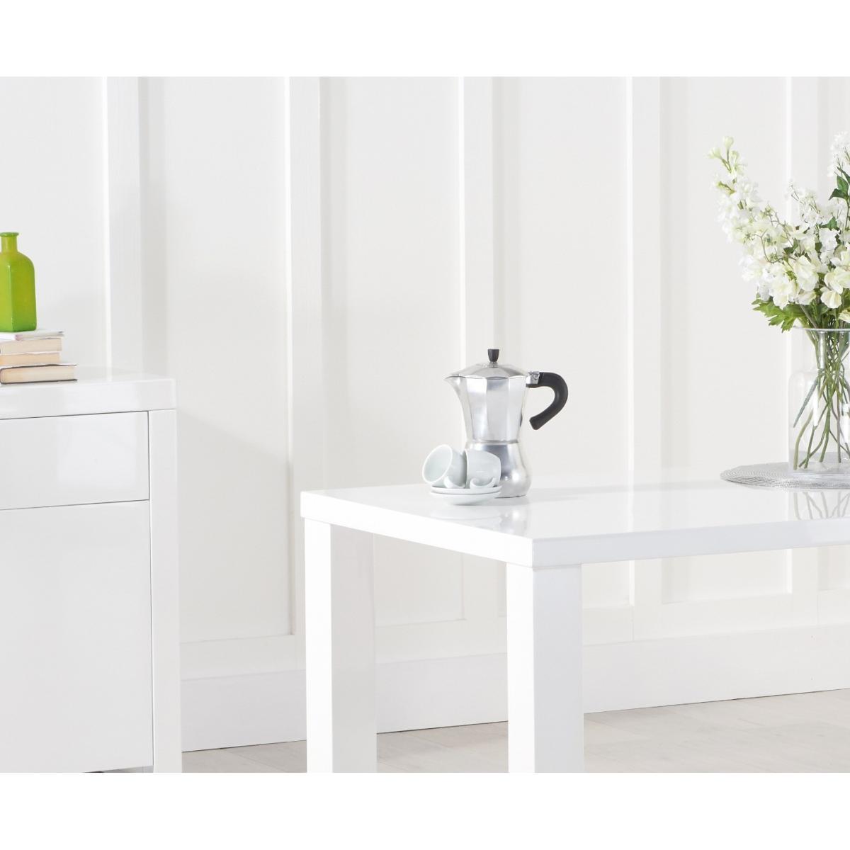 Atlanta 120cm White High Gloss Table with Malaga Velvet Chairs - Grey, 4 Chairs – image 4