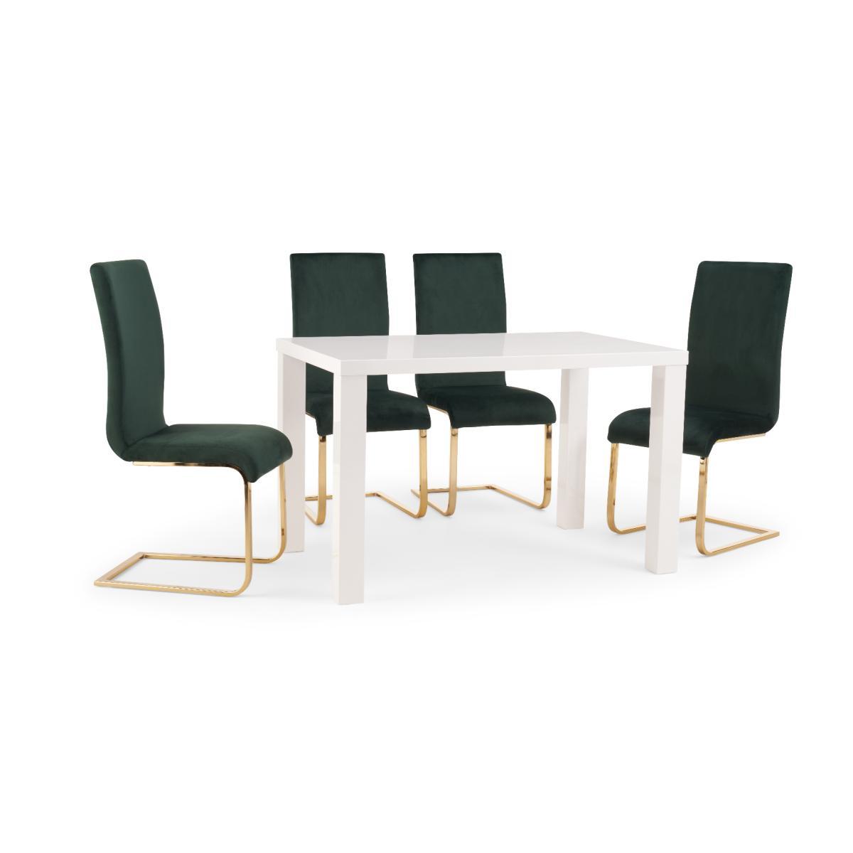 Atlanta 120cm White High Gloss Table with Malaga Velvet Chairs - Grey, 4 Chairs – image 10