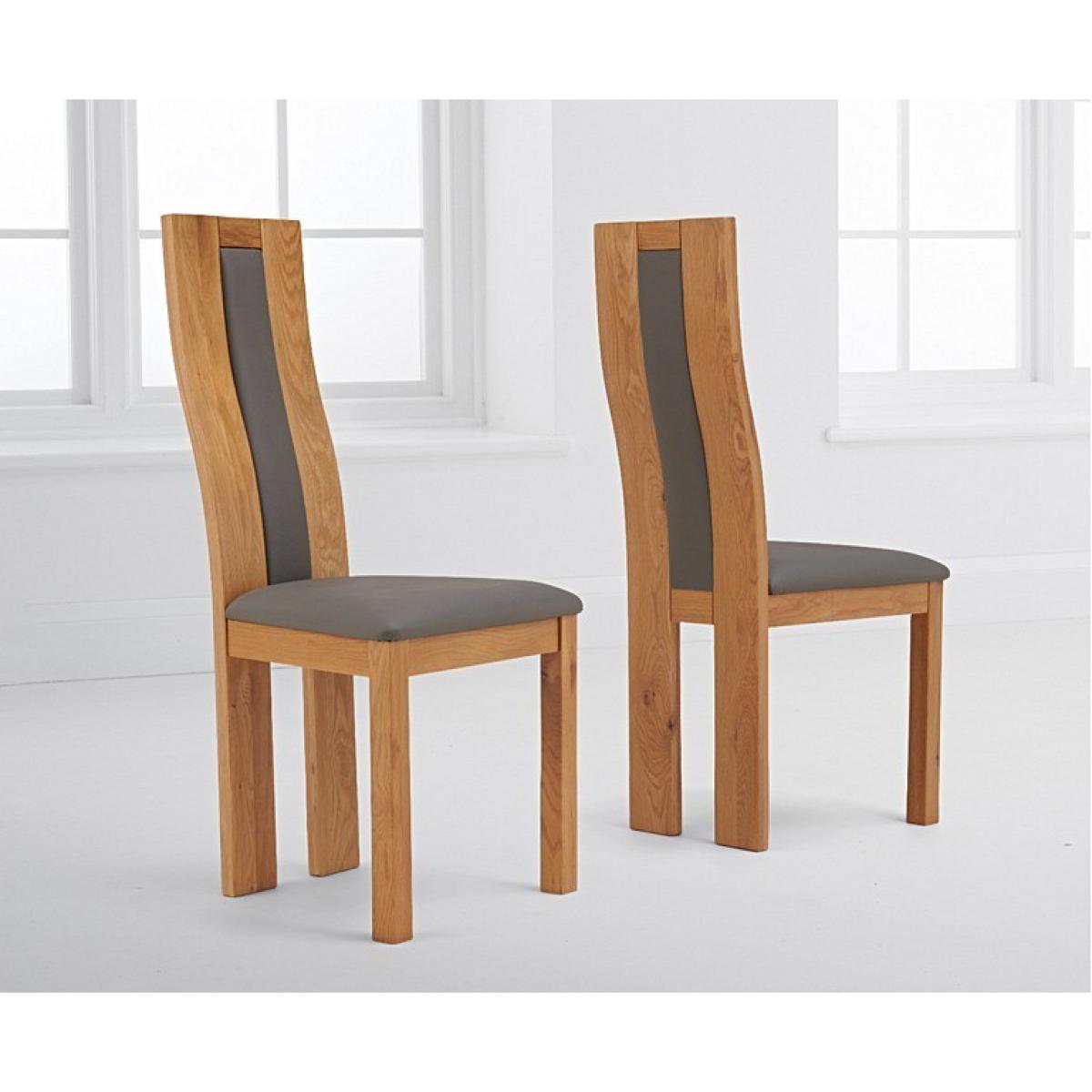 Ex-display Set of TWO Toronto Solid Oak and Grey Dining Chairs – image 2