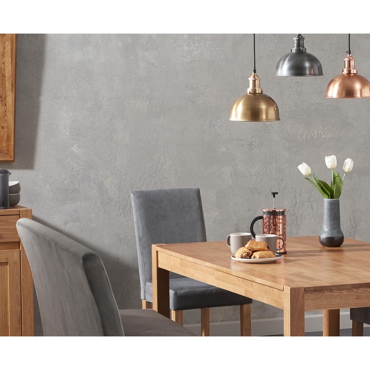 Oxford 150cm Solid Oak Dining Table with Mia Grey Velvet Benches with Backs and Mia Grey Velvet Chairs - Grey, 2 Chairs – image 2