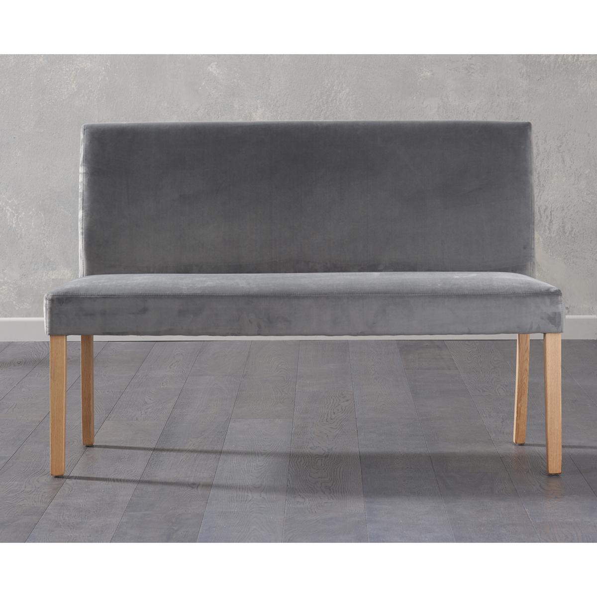 Oxford 150cm Solid Oak Dining Table with Mia Grey Velvet Benches with Backs and Mia Grey Velvet Chairs - Grey, 2 Chairs – image 8