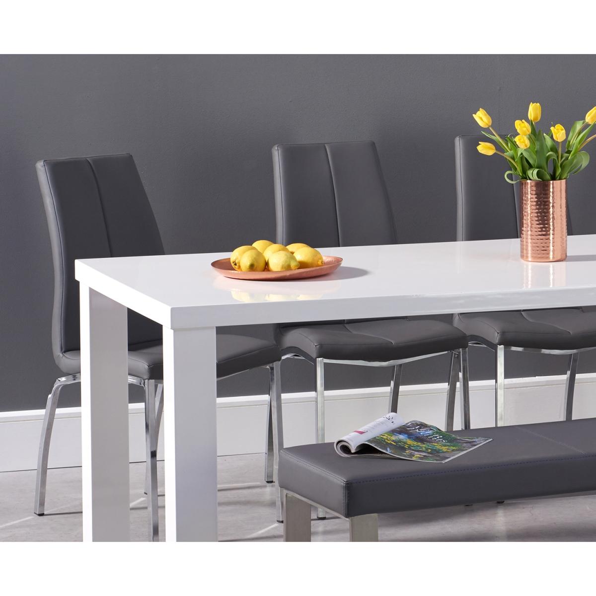 Atlanta 200cm White High Gloss Dining Table with Cavello Chairs and Atlanta Large Grey Bench – image 2