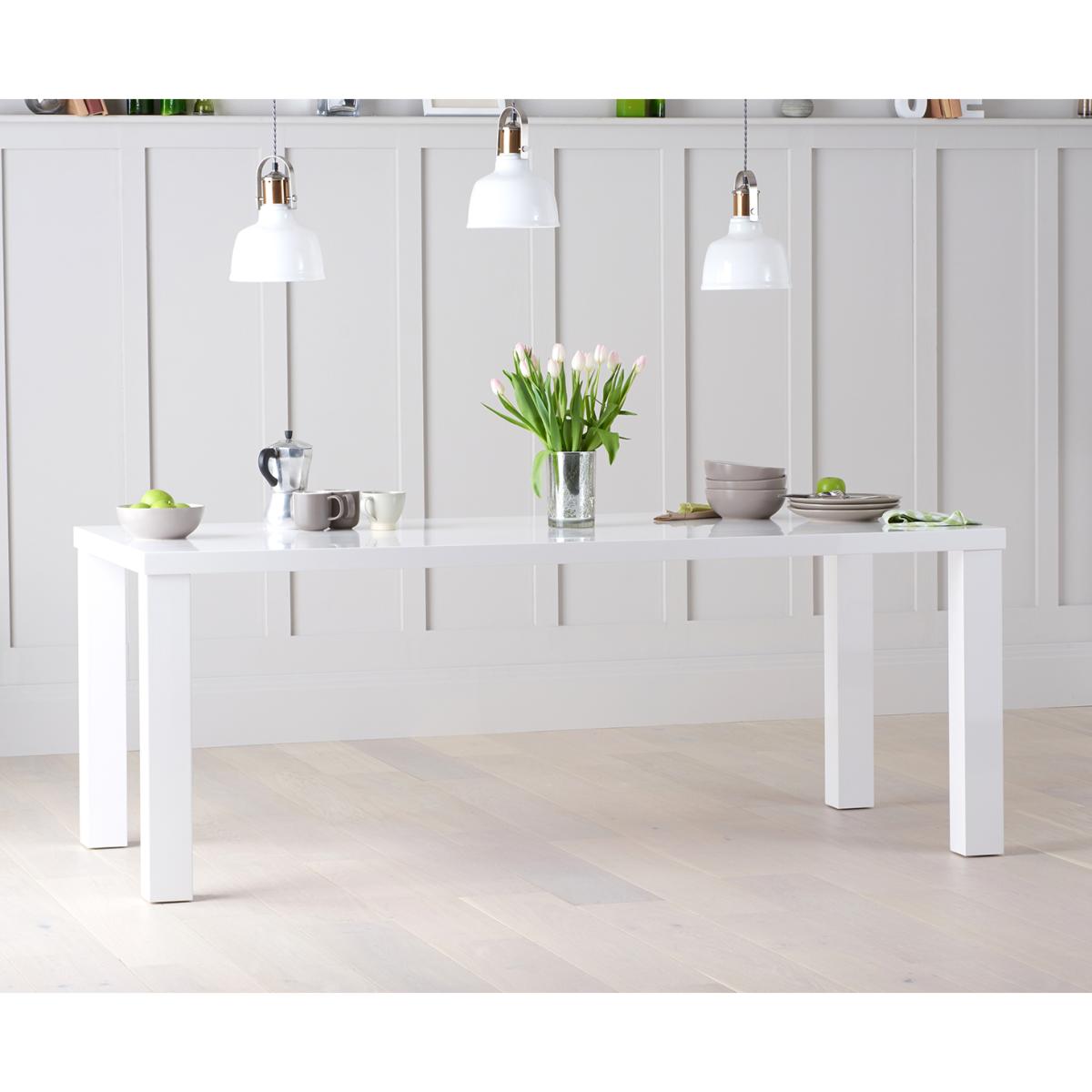 Atlanta 200cm White High Gloss Dining Table with Cavello Chairs and Atlanta Large Grey Bench – image 3
