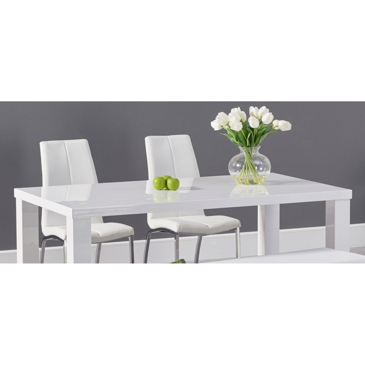 Atlanta 200cm White High Gloss Dining Table with Cavello Chairs and Atlanta Large Grey Bench – image 8
