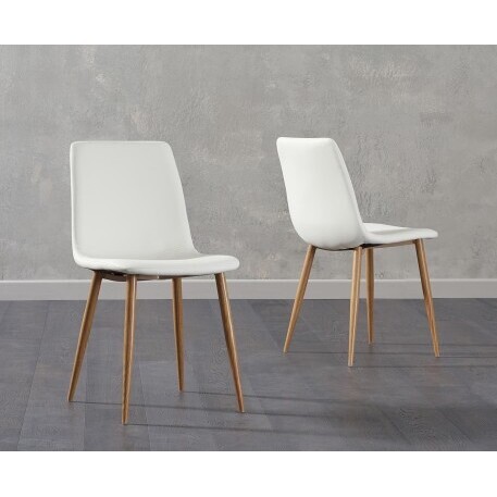 Helsinki White Wooden Leg with Faux Leather Dining Chairs – image 3