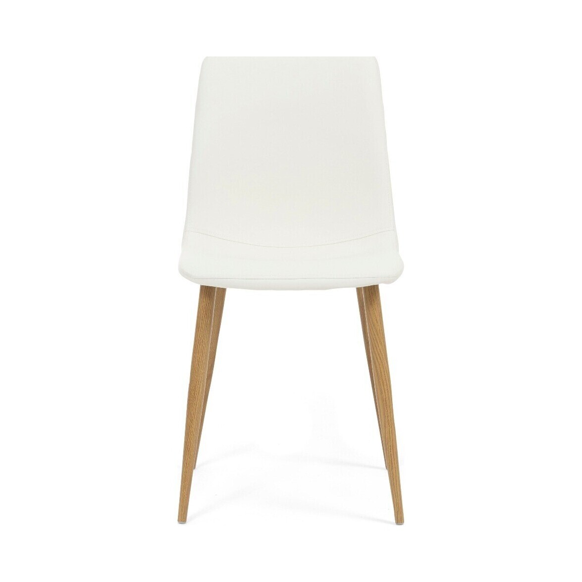 Helsinki White Wooden Leg with Faux Leather Dining Chairs – image 2