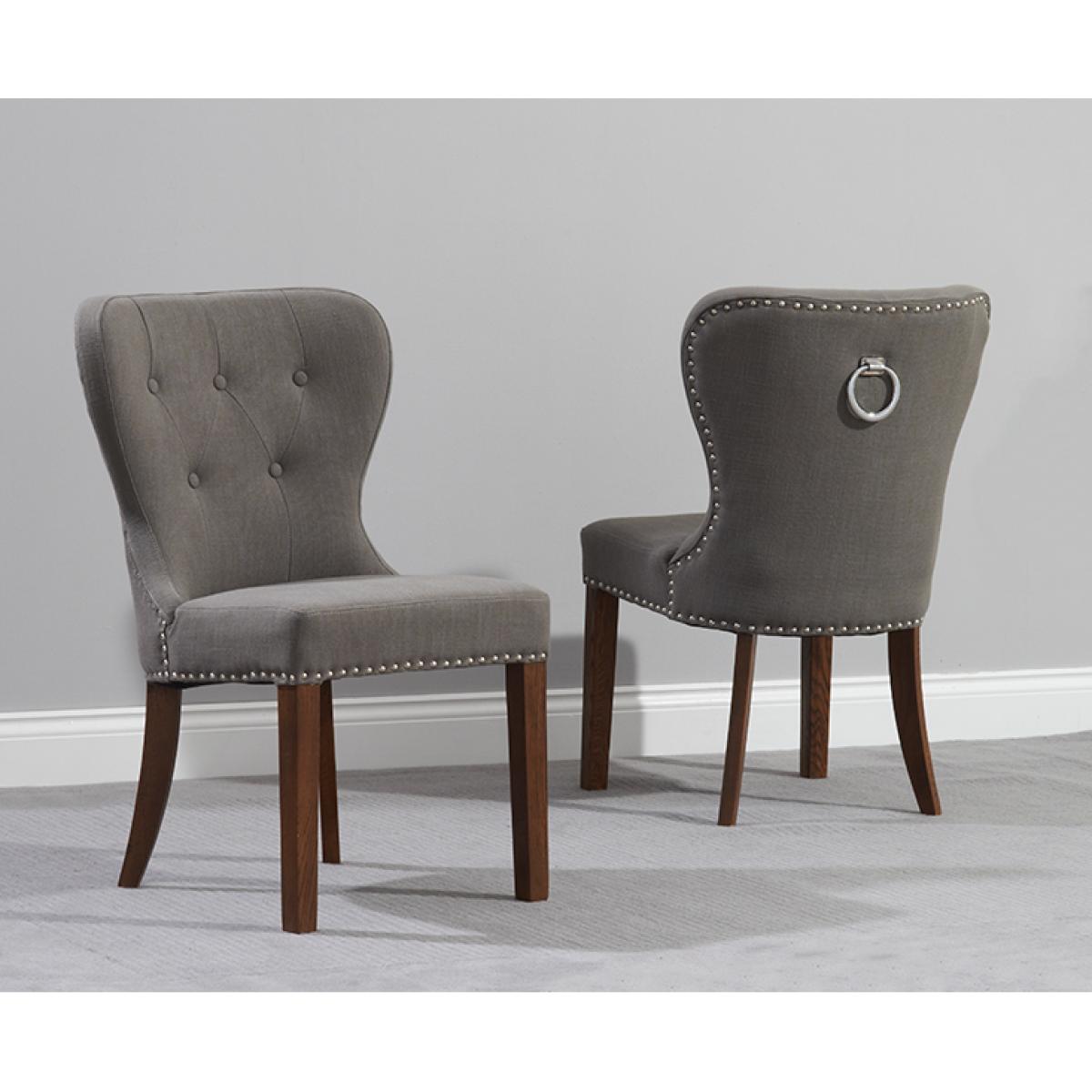 Normandy 150cm Dark Solid Oak Extending Dining Table with Knightsbridge Fabric Dark Oak Leg Chairs - Grey, 4 Chairs – image 6