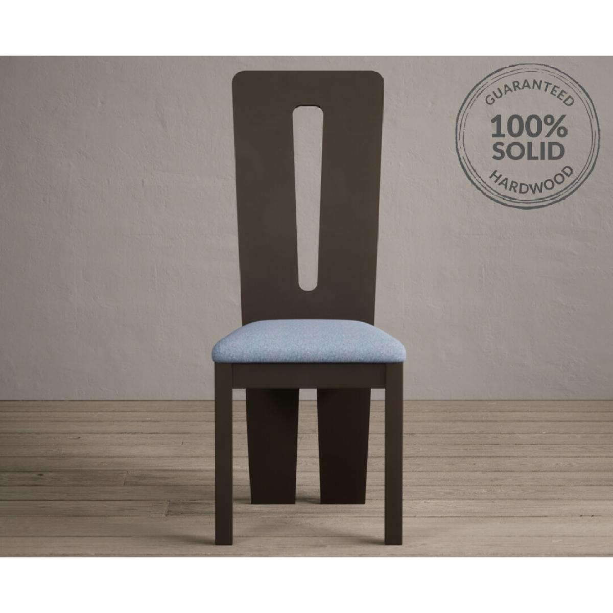 Lucca Brown Dining Chairs with Sky Blue Fabric Seat Pad – image 2