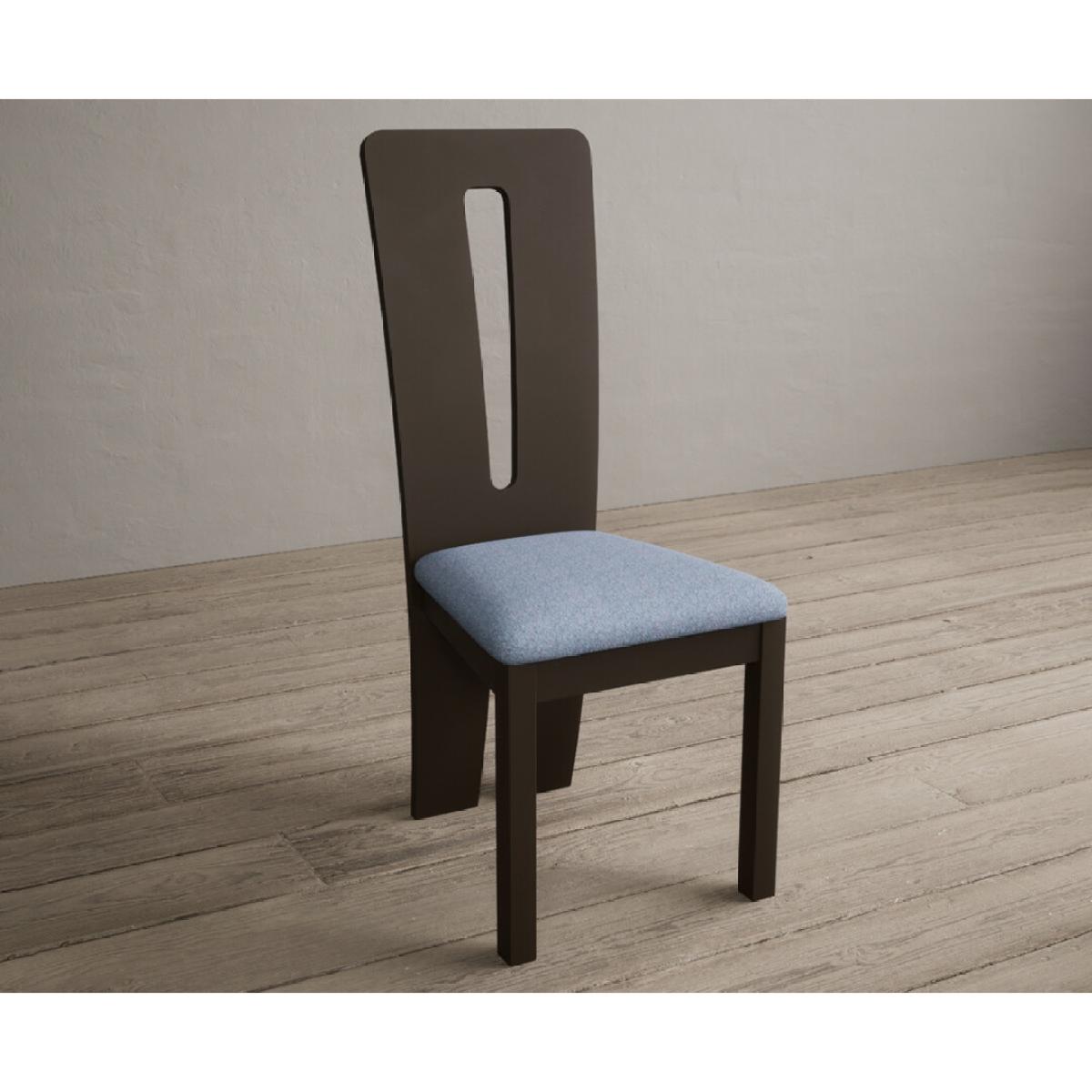 Lucca Brown Dining Chairs with Sky Blue Fabric Seat Pad – image 3