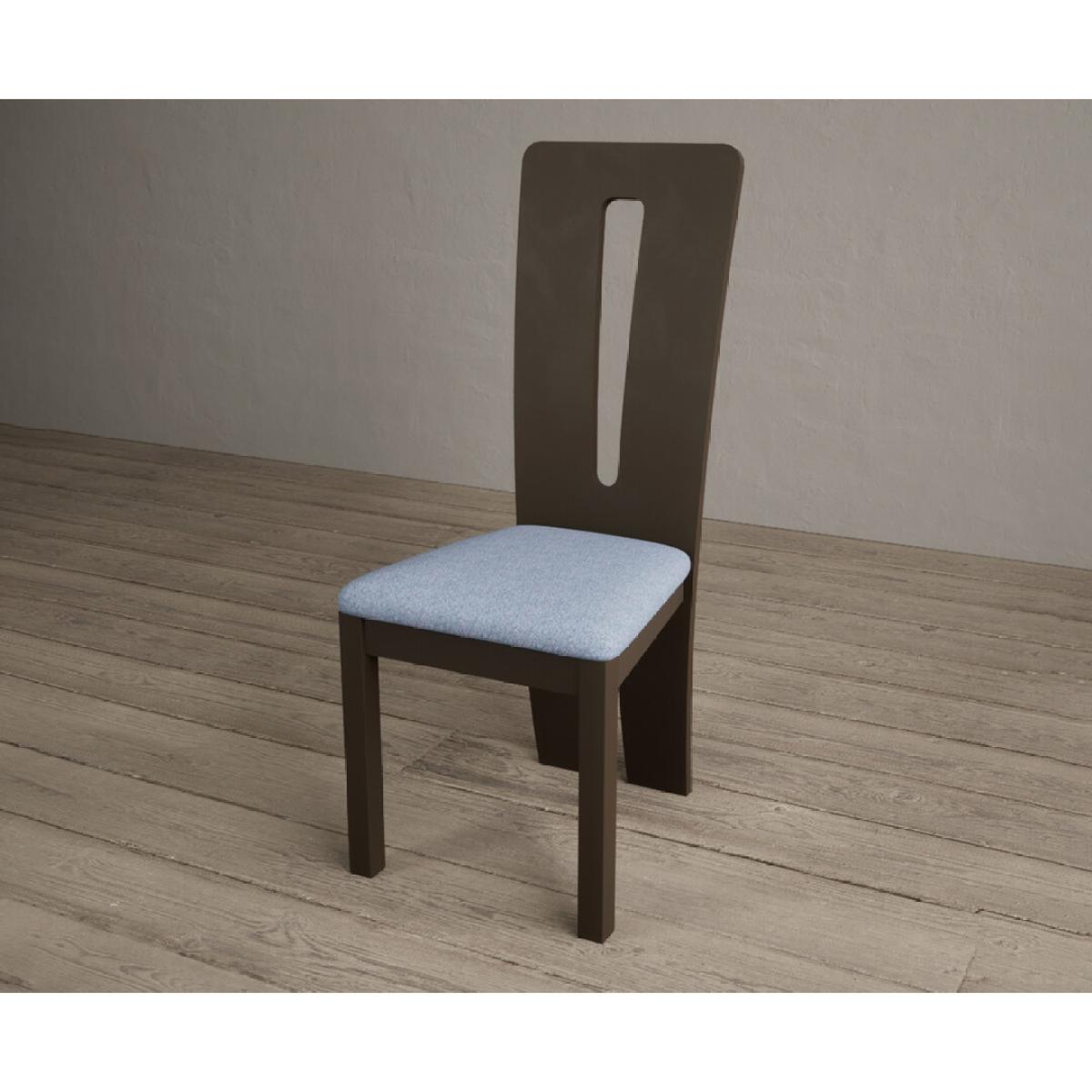 Lucca Brown Dining Chairs with Sky Blue Fabric Seat Pad – image 4