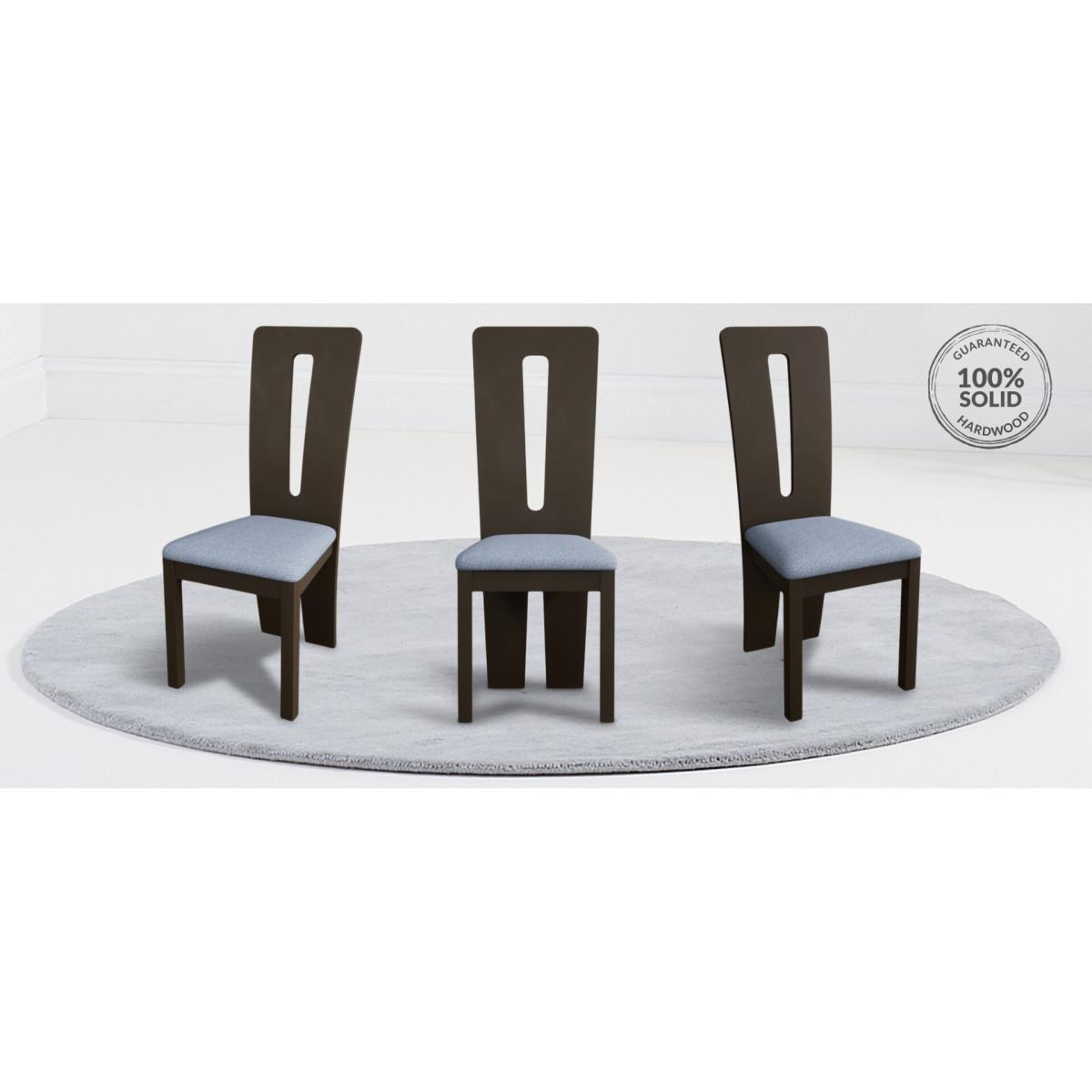 Lucca Brown Dining Chairs with Sky Blue Fabric Seat Pad – image 9