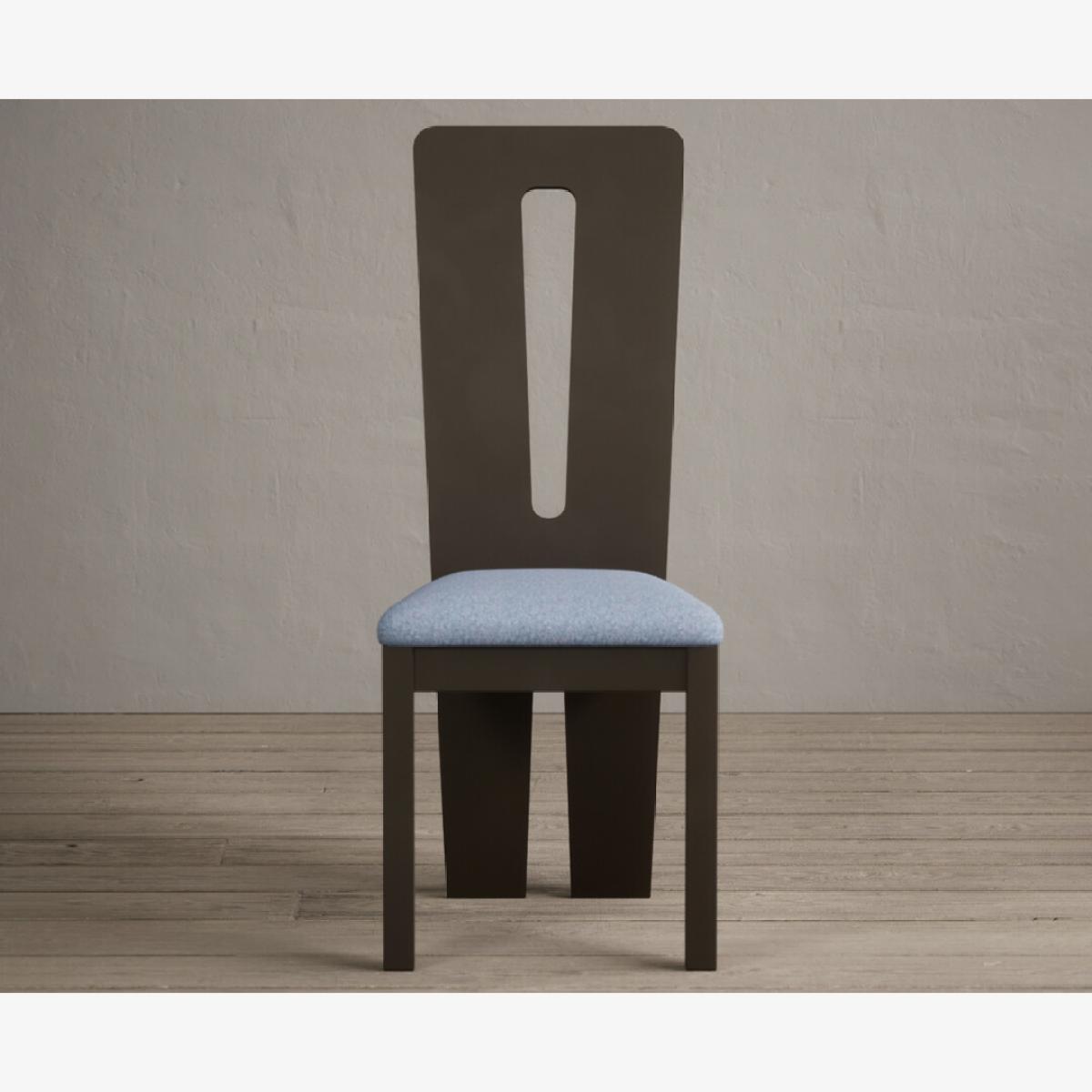 Lucca Brown Dining Chairs with Sky Blue Fabric Seat Pad – image 1