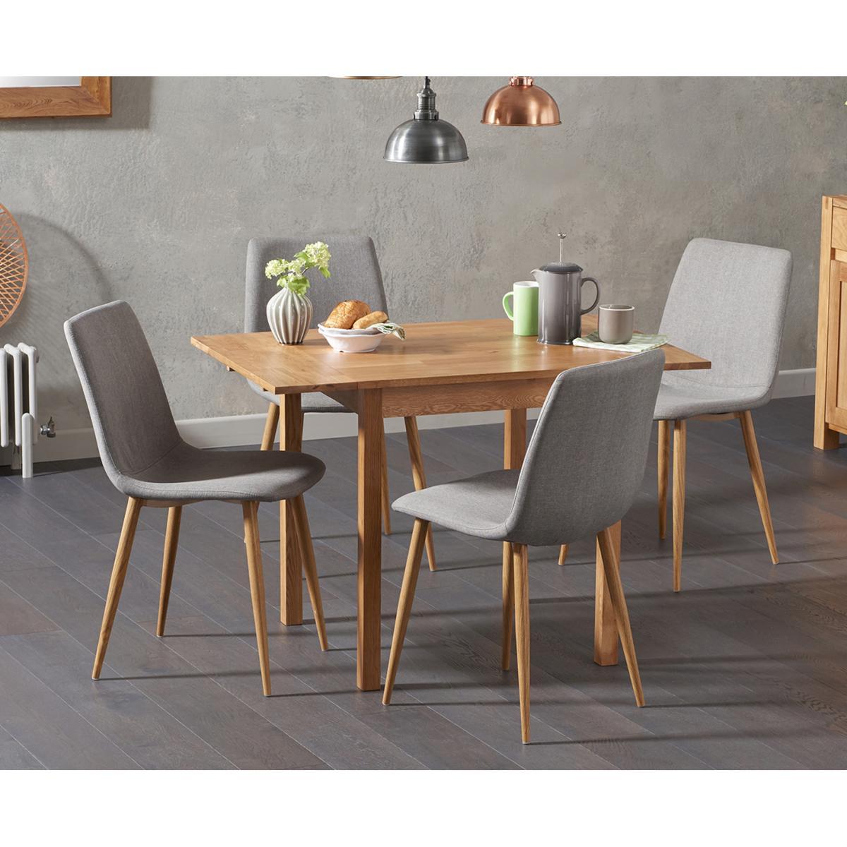 Oxford 70cm Solid Oak Extending Dining Table with 2 Helsinki Fabric Chairs