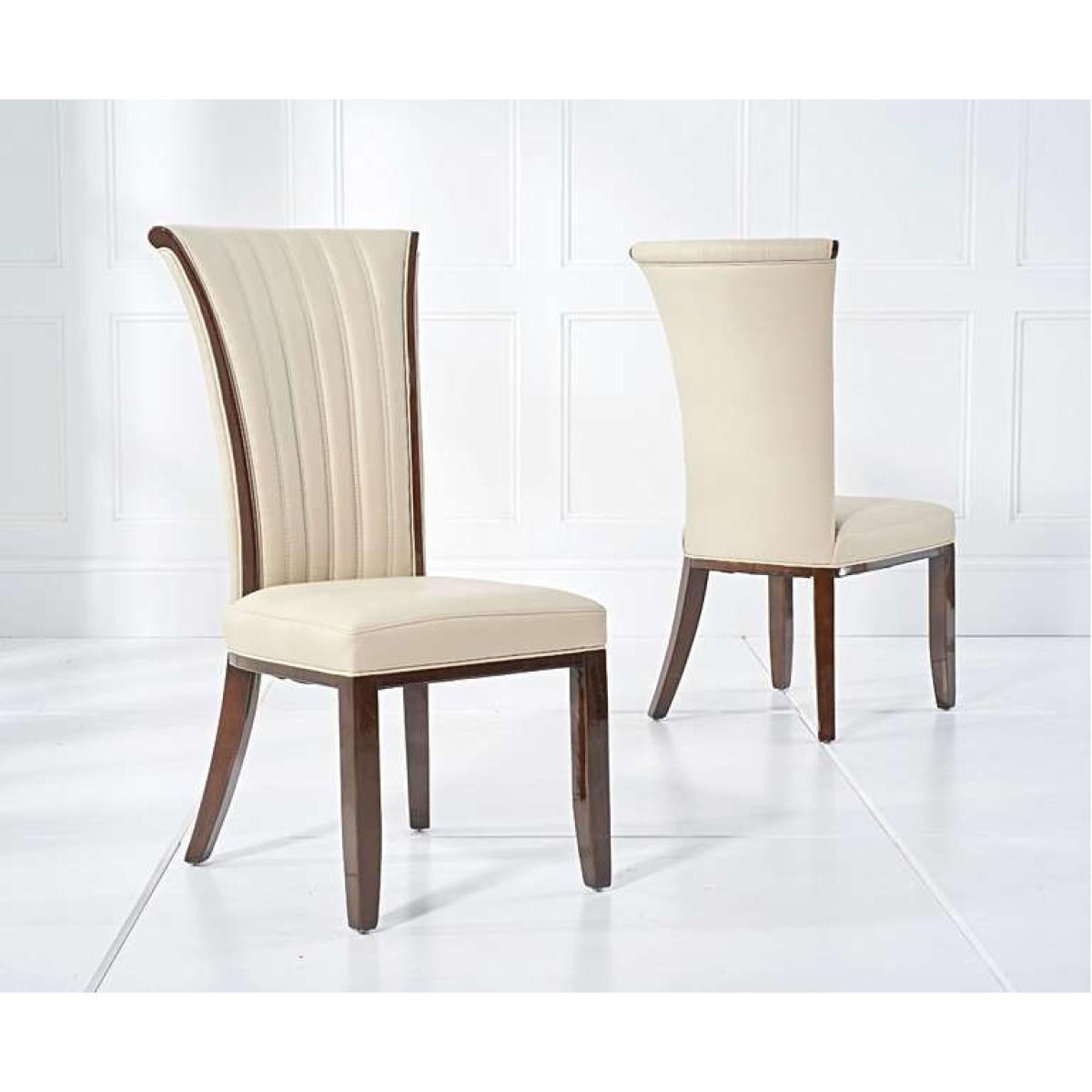 Ex-display Set of 2 Alpine Cream Leather Dining Chairs – image 2