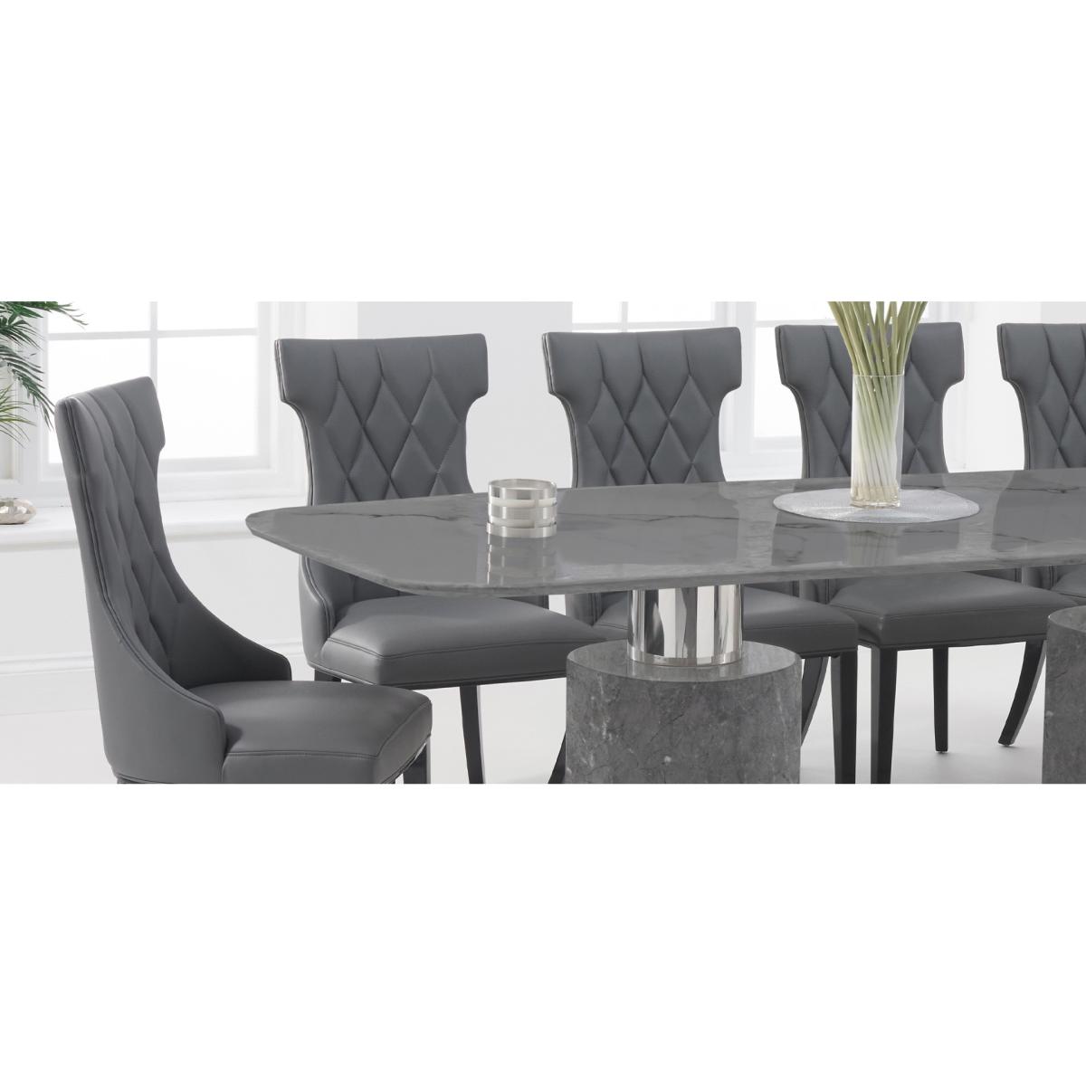 Antonio 260cm Grey Marble Table with Freya Chairs - Cream, 6 Chairs – image 9