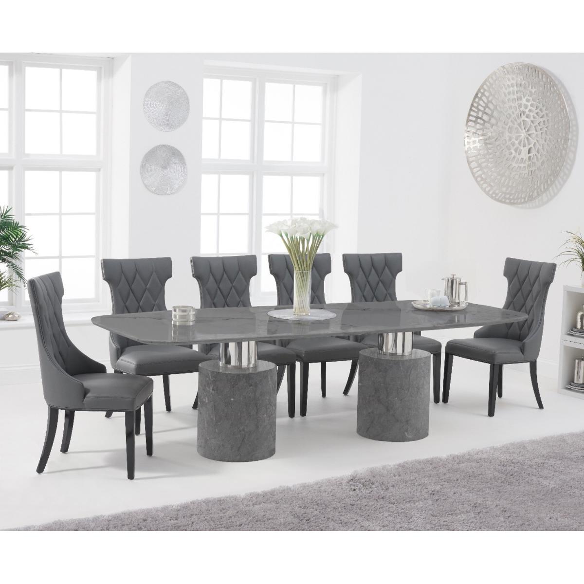 Antonio 260cm Grey Marble Table with Freya Chairs - Cream, 6 Chairs – image 1