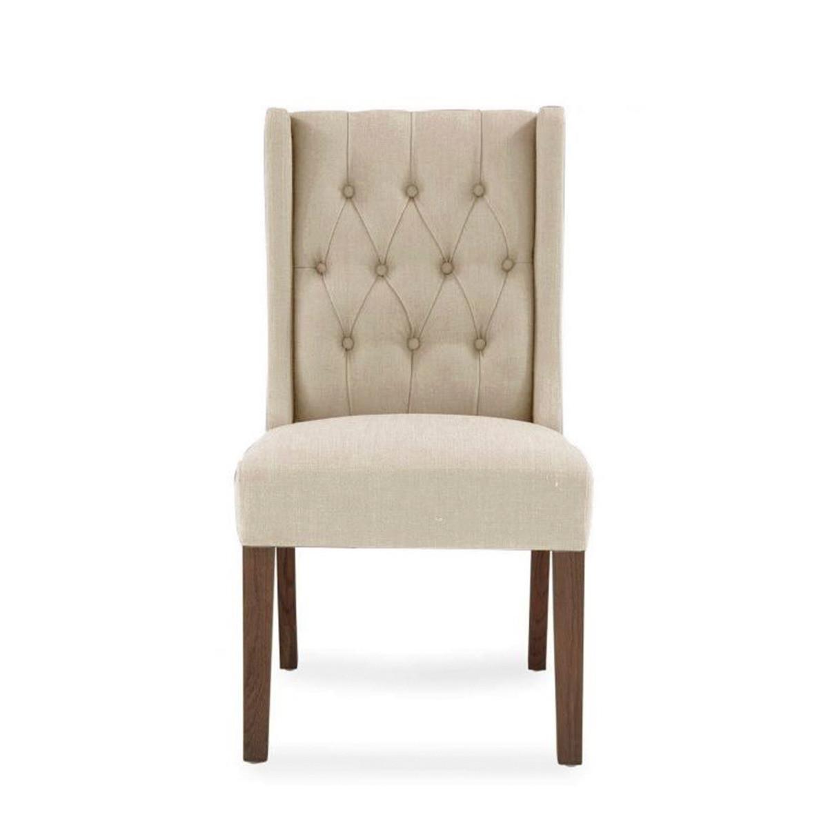 Safia Cream Fabric Dark Oak Leg Dining Chairs - Cream – image 2