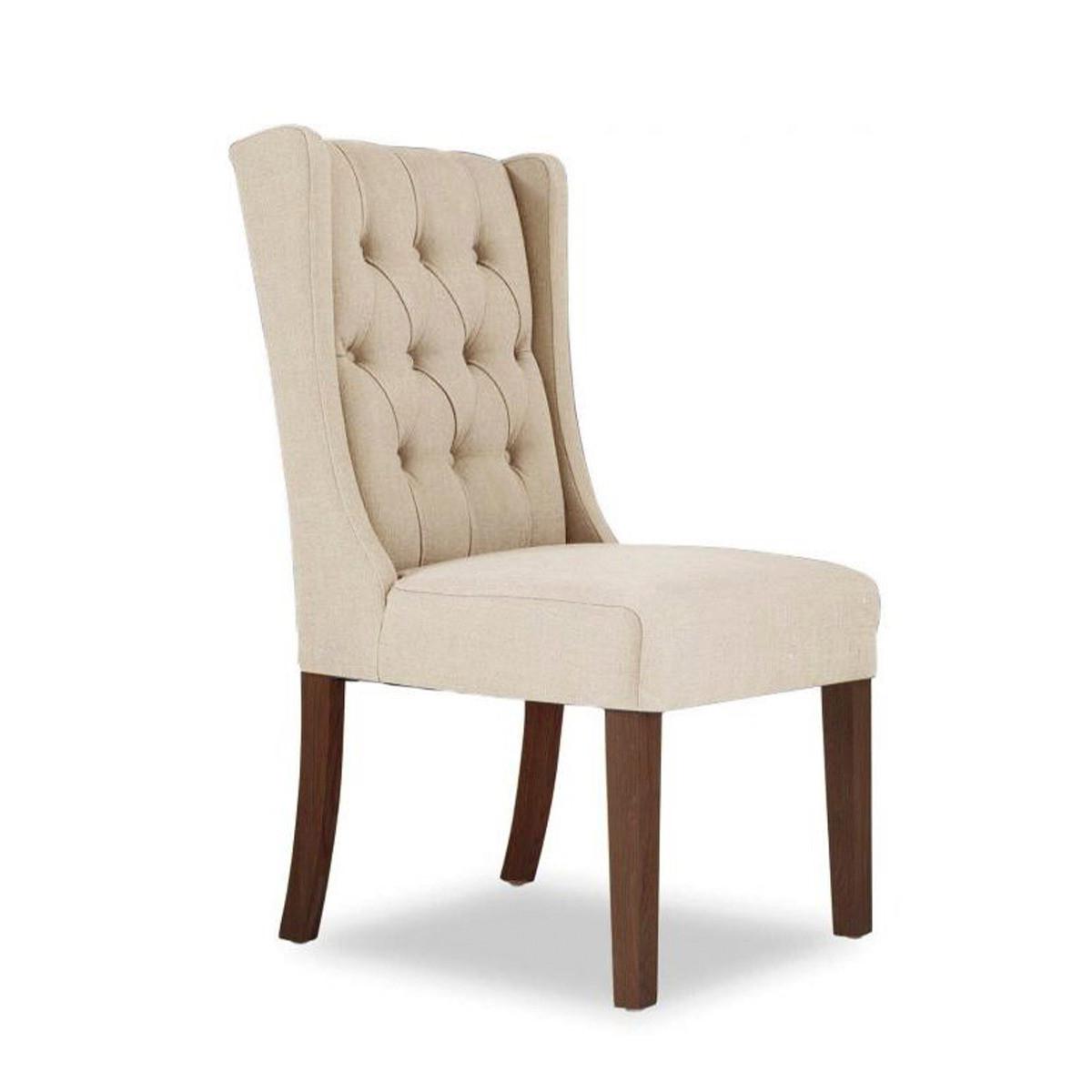 Safia Cream Fabric Dark Oak Leg Dining Chairs - Cream – image 3