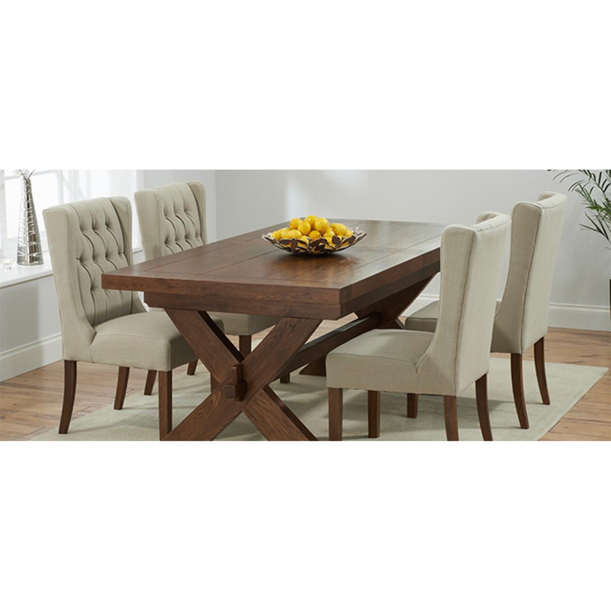 Safia Cream Fabric Dark Oak Leg Dining Chairs - Cream – image 4