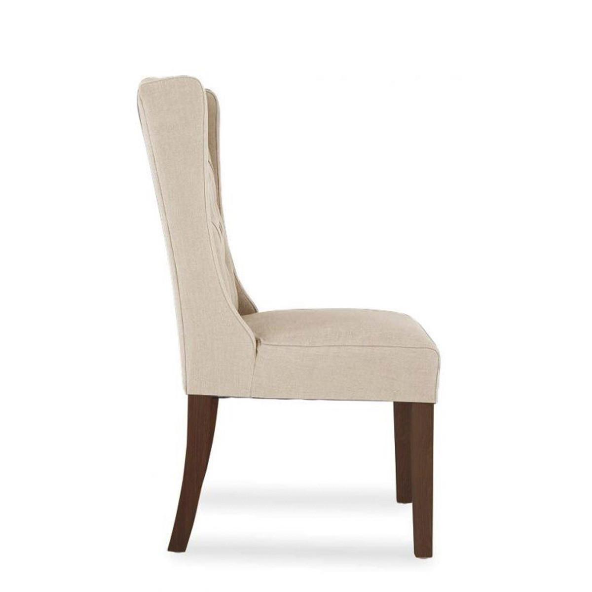 Safia Cream Fabric Dark Oak Leg Dining Chairs - Cream – image 5