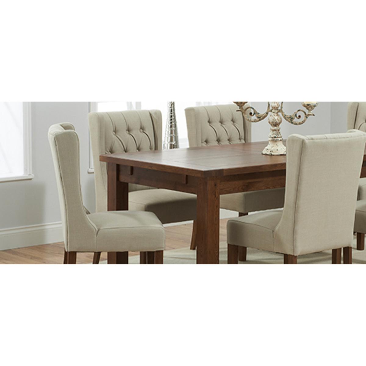 Safia Cream Fabric Dark Oak Leg Dining Chairs - Cream – image 6