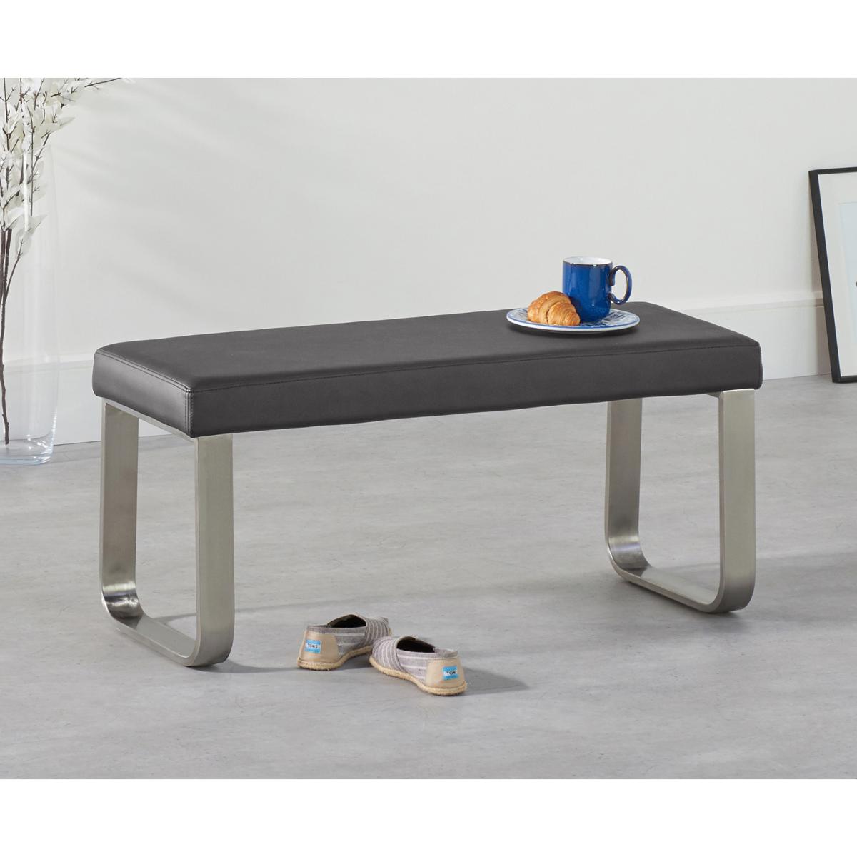 Atlanta 120cm Light Grey High Gloss Dining Table with Malaga Chairs and Atlanta Grey Bench - Grey, 2 Chairs – image 9