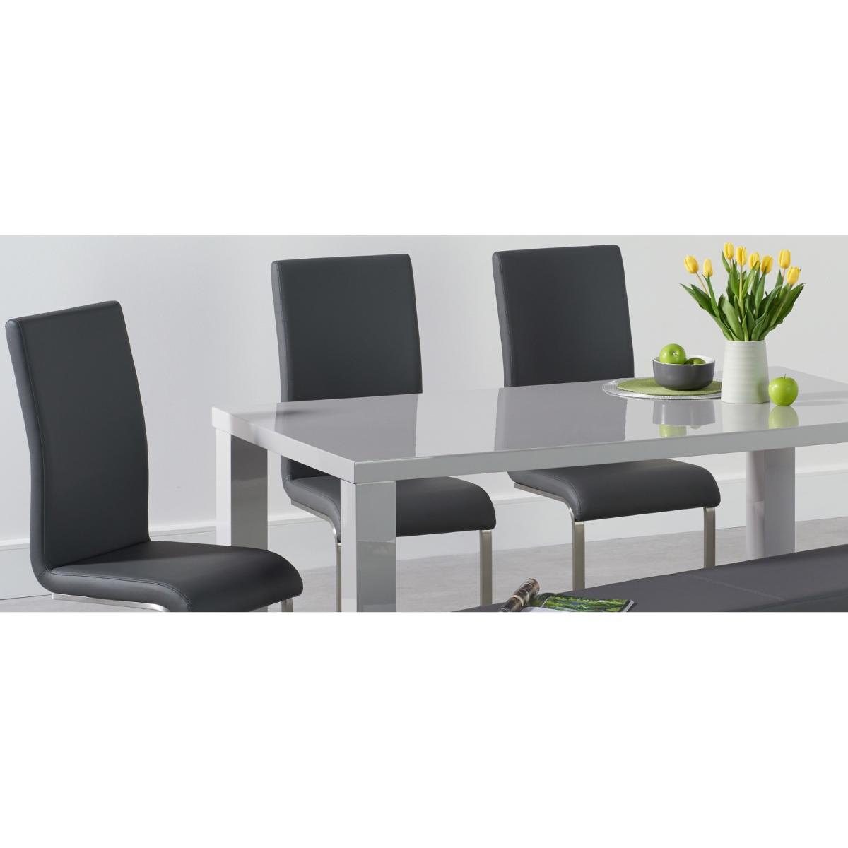 Atlanta 160cm Light Grey High Gloss Dining Table with Malaga Chairs and Atlanta Grey Bench – image 9
