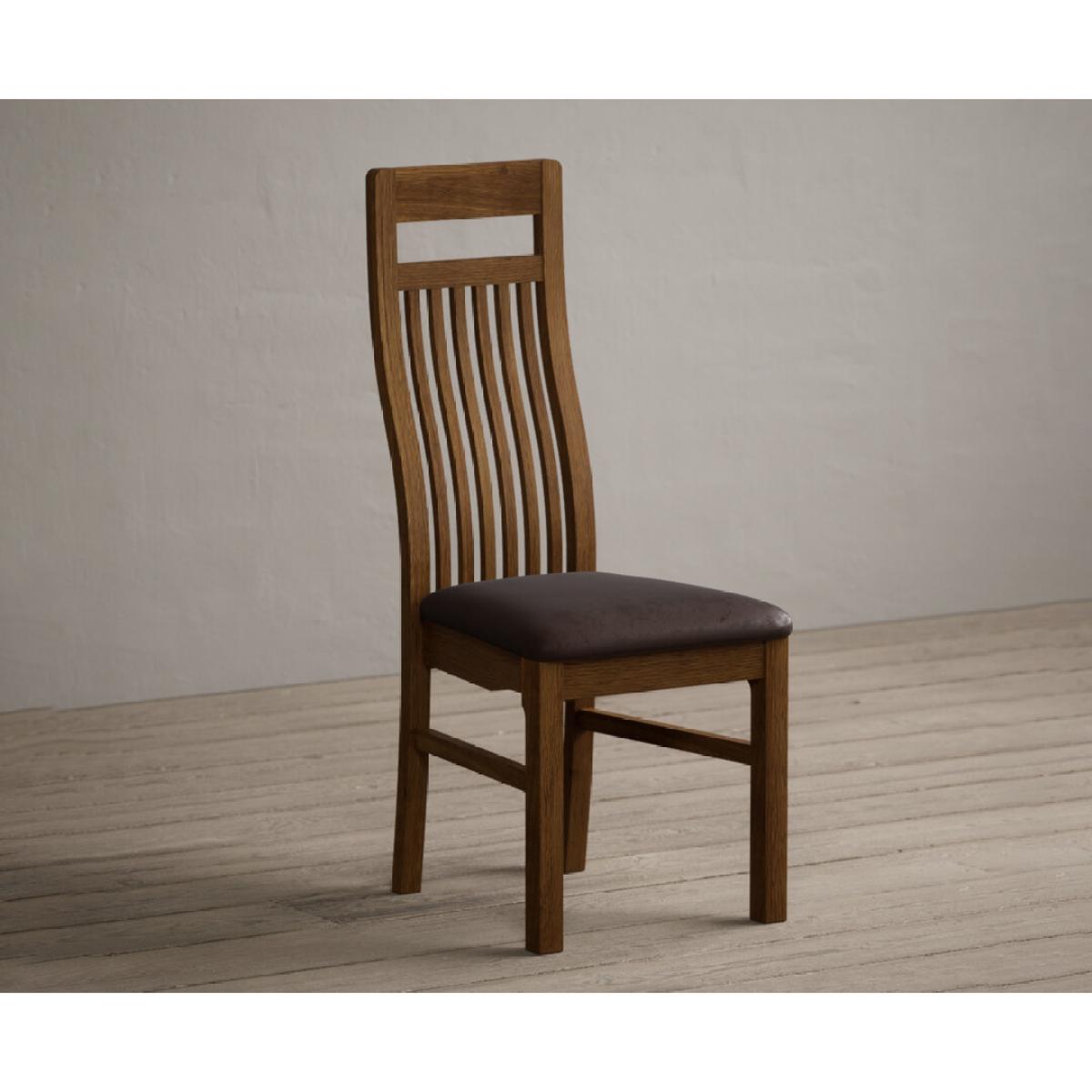 Monroe Rustic Oak Dining Chairs with Chocolate Brown Fabric Seat Pad – image 2