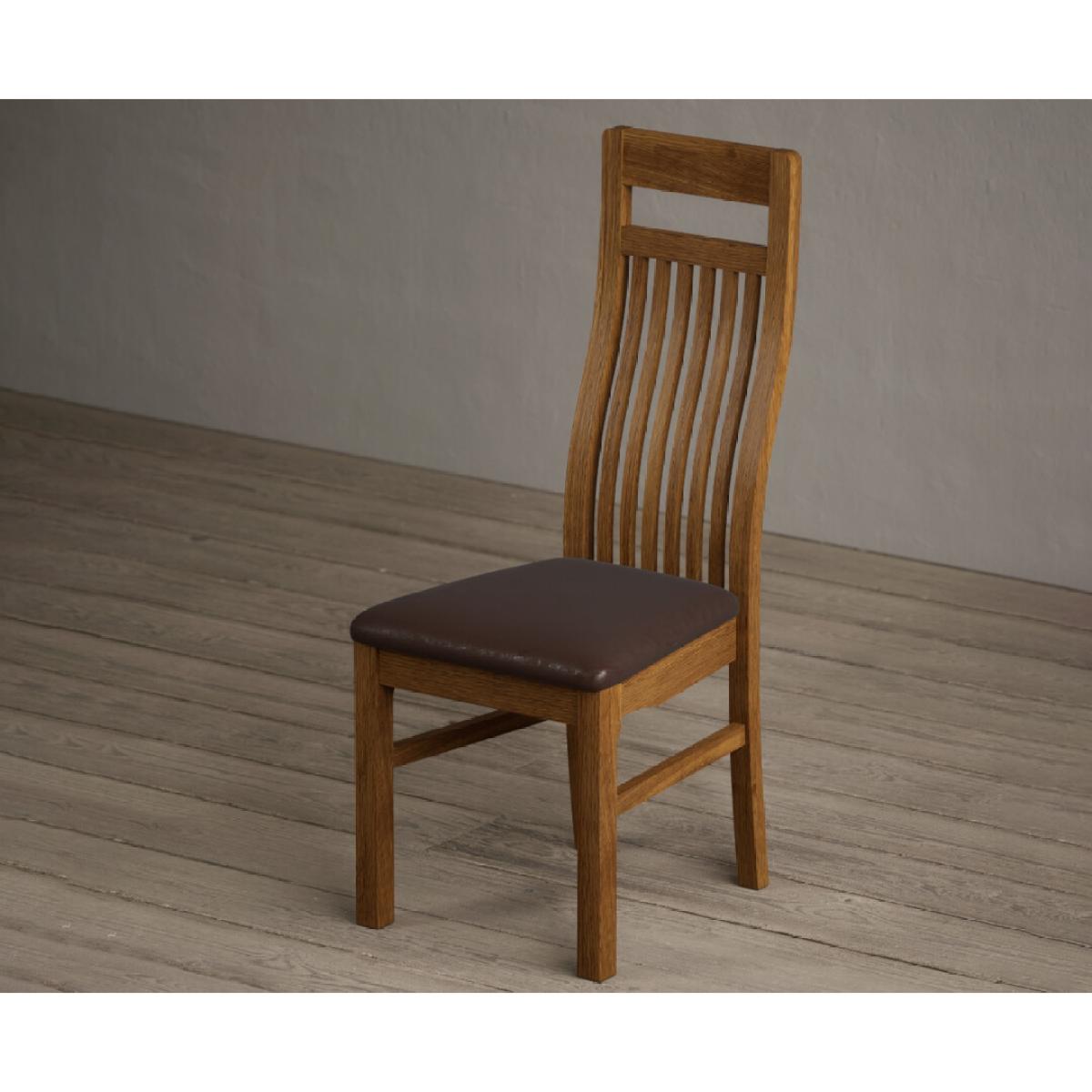 Monroe Rustic Oak Dining Chairs with Chocolate Brown Fabric Seat Pad – image 3