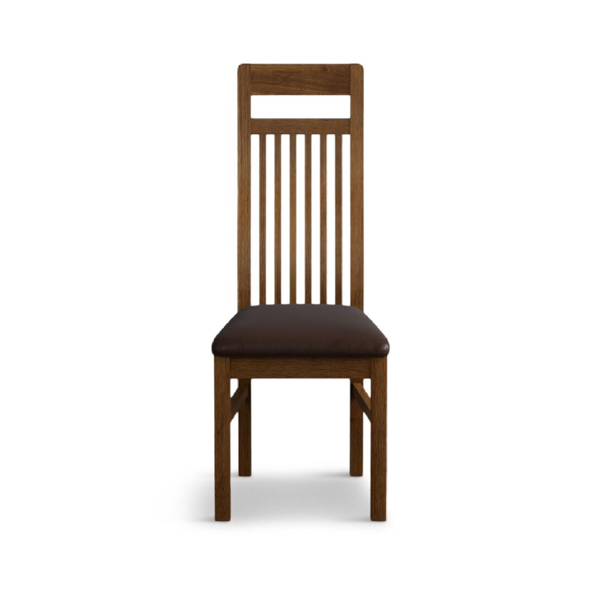 Monroe Rustic Oak Dining Chairs with Chocolate Brown Fabric Seat Pad – image 4
