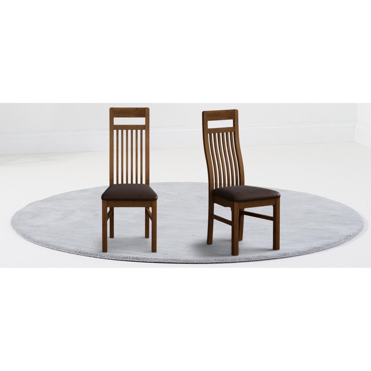 Monroe Rustic Oak Dining Chairs with Chocolate Brown Fabric Seat Pad – image 8