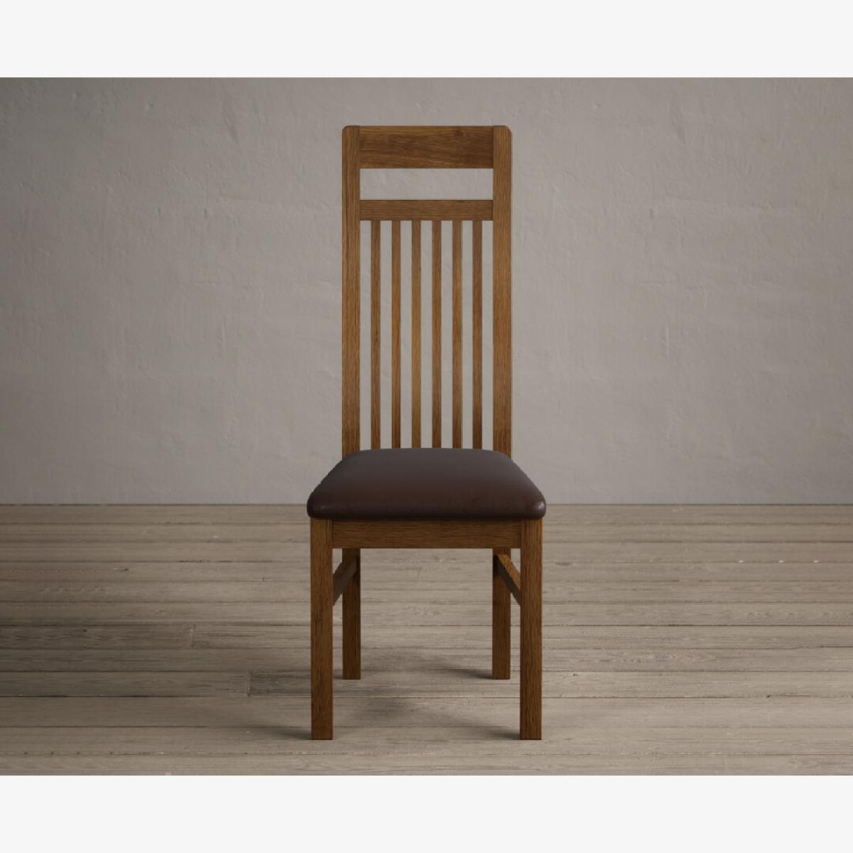 Monroe Rustic Oak Dining Chairs with Chocolate Brown Fabric Seat Pad – image 1