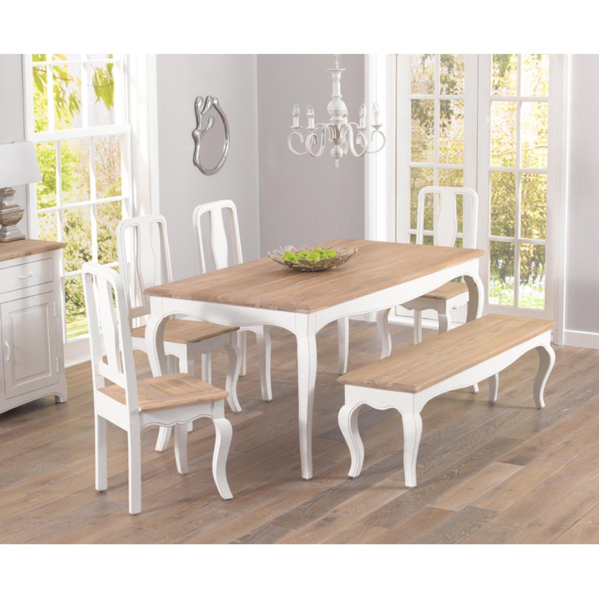Parisian 175cm Shabby Chic Dining Table with Chairs and Benches - White, 2 Chairs – image 2