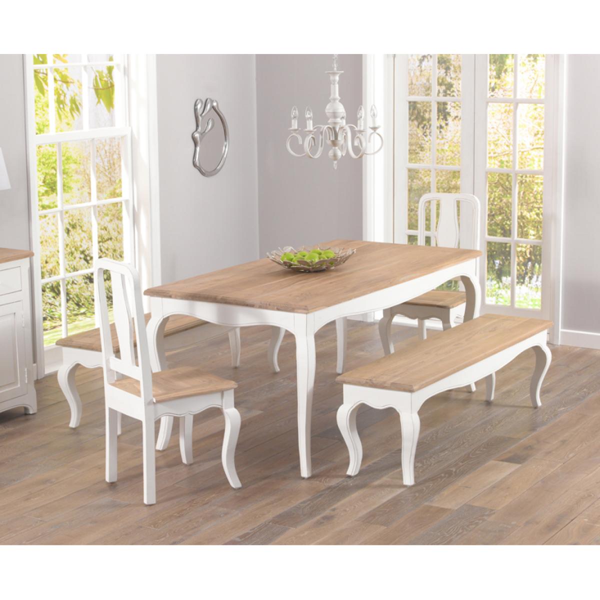 Parisian 175cm Shabby Chic Dining Table with Chairs and Benches - White, 2 Chairs – image 3