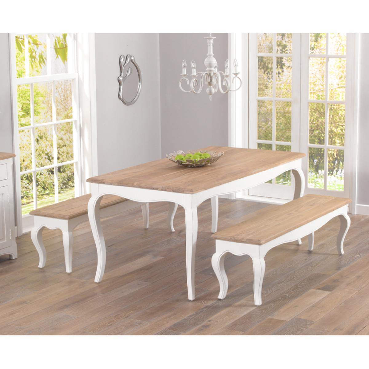 Parisian 175cm Shabby Chic Dining Table with Chairs and Benches - White, 2 Chairs – image 4